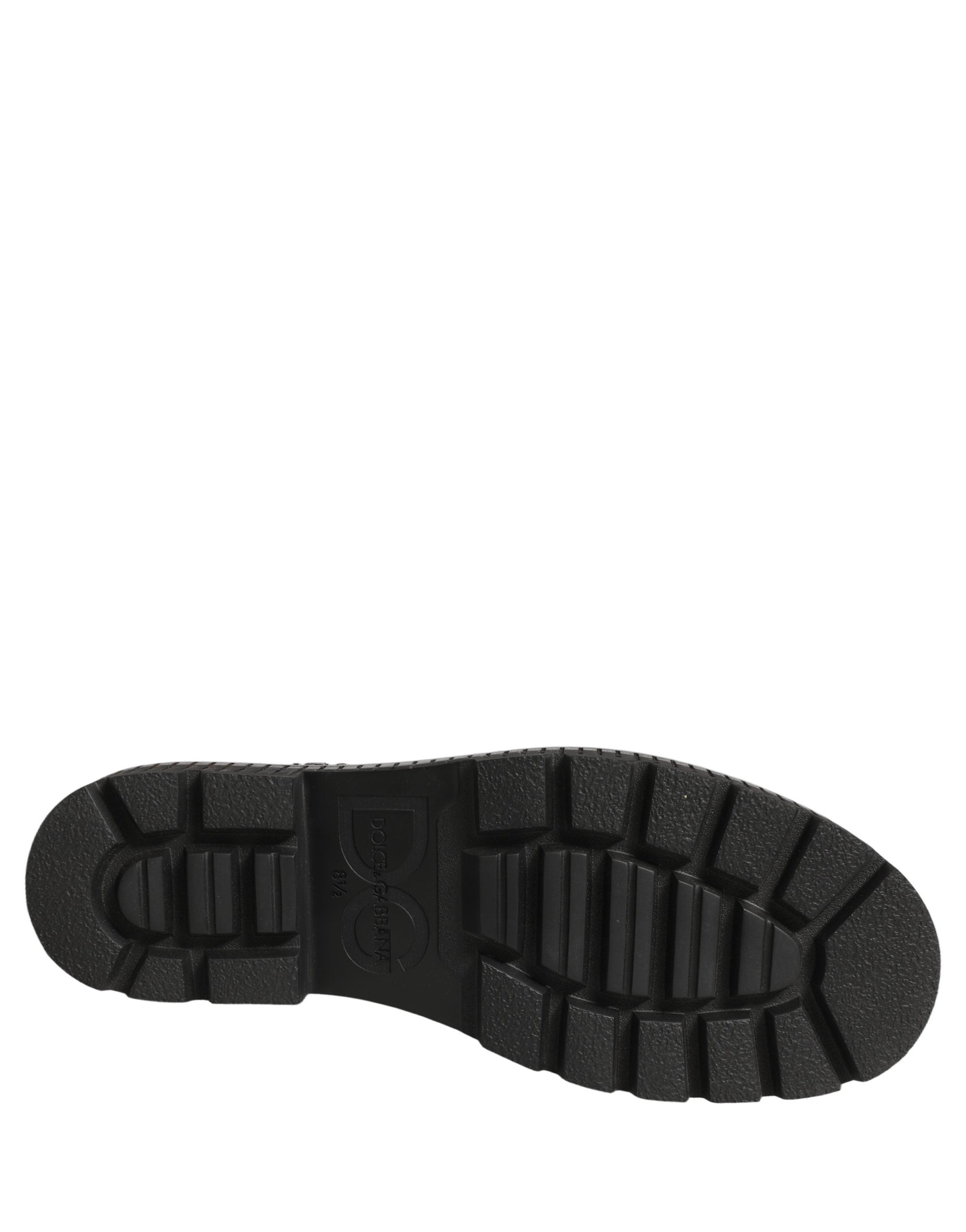Dolce & Gabbana Schwarze Leder-Stiefeletten mit Patchwork-Optik