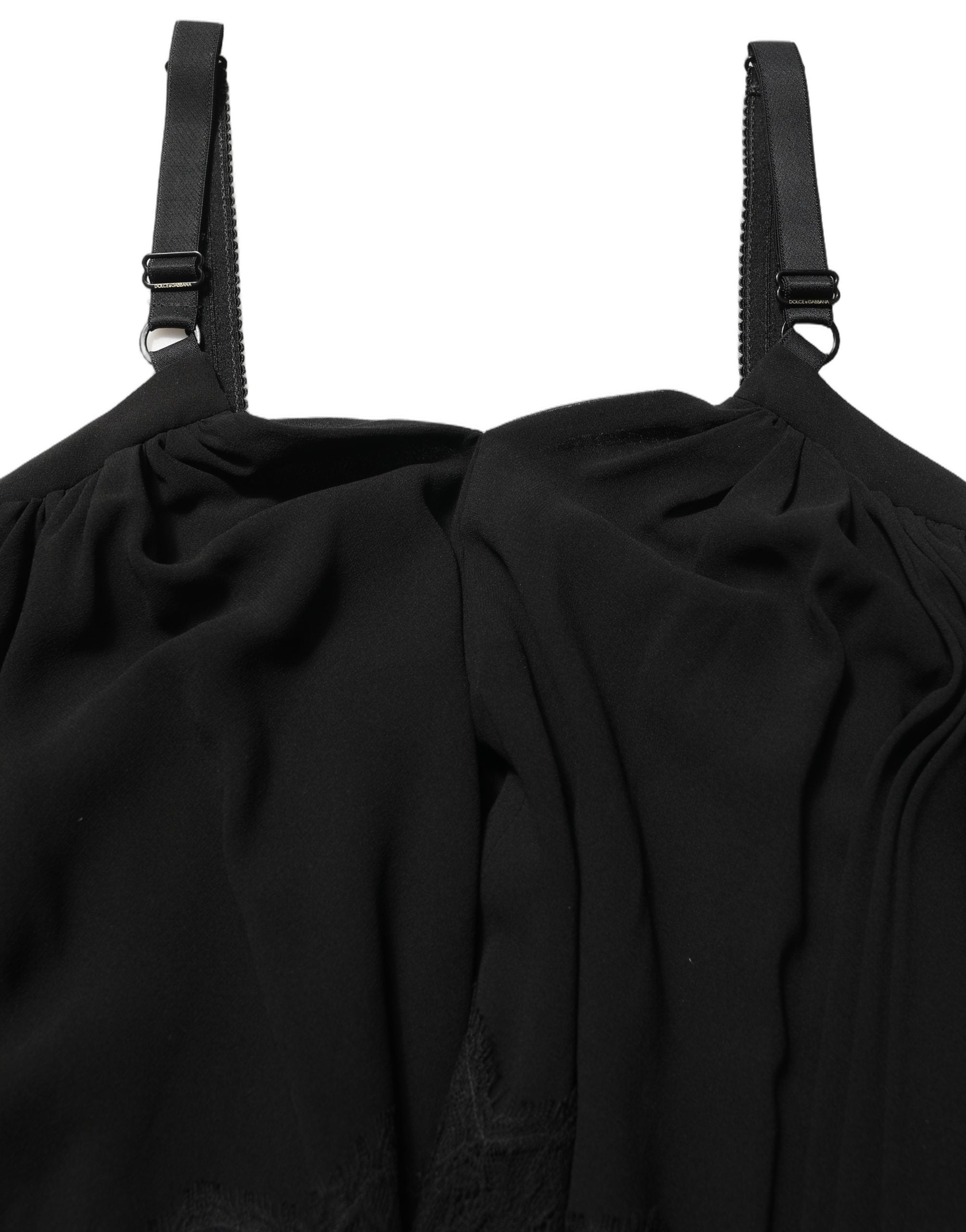 Dolce & Gabbana Schwarze ärmellose Blumen-Spitzen-Tanktop-Bluse