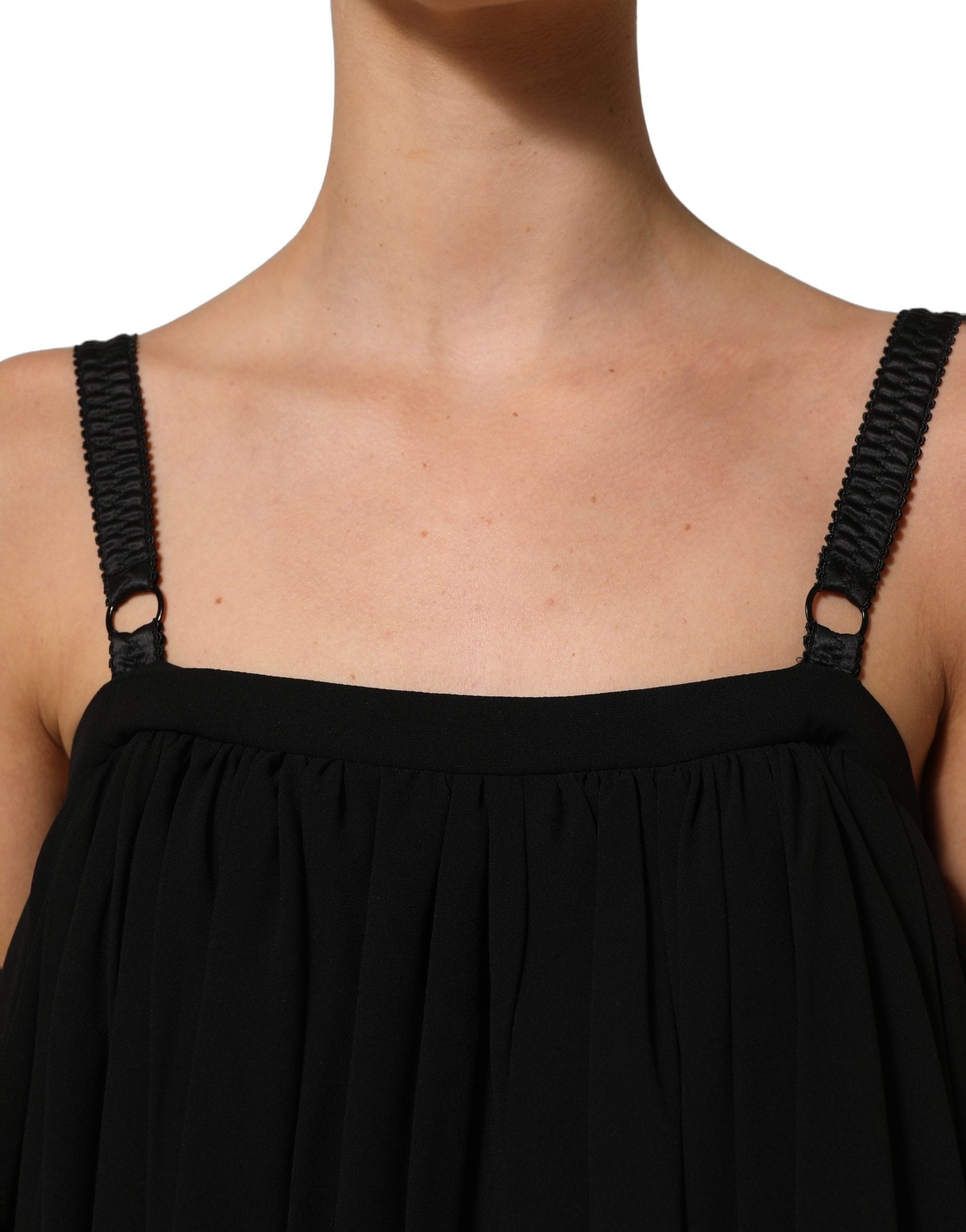 Dolce & Gabbana Schwarze ärmellose Blumen-Spitzen-Tanktop-Bluse