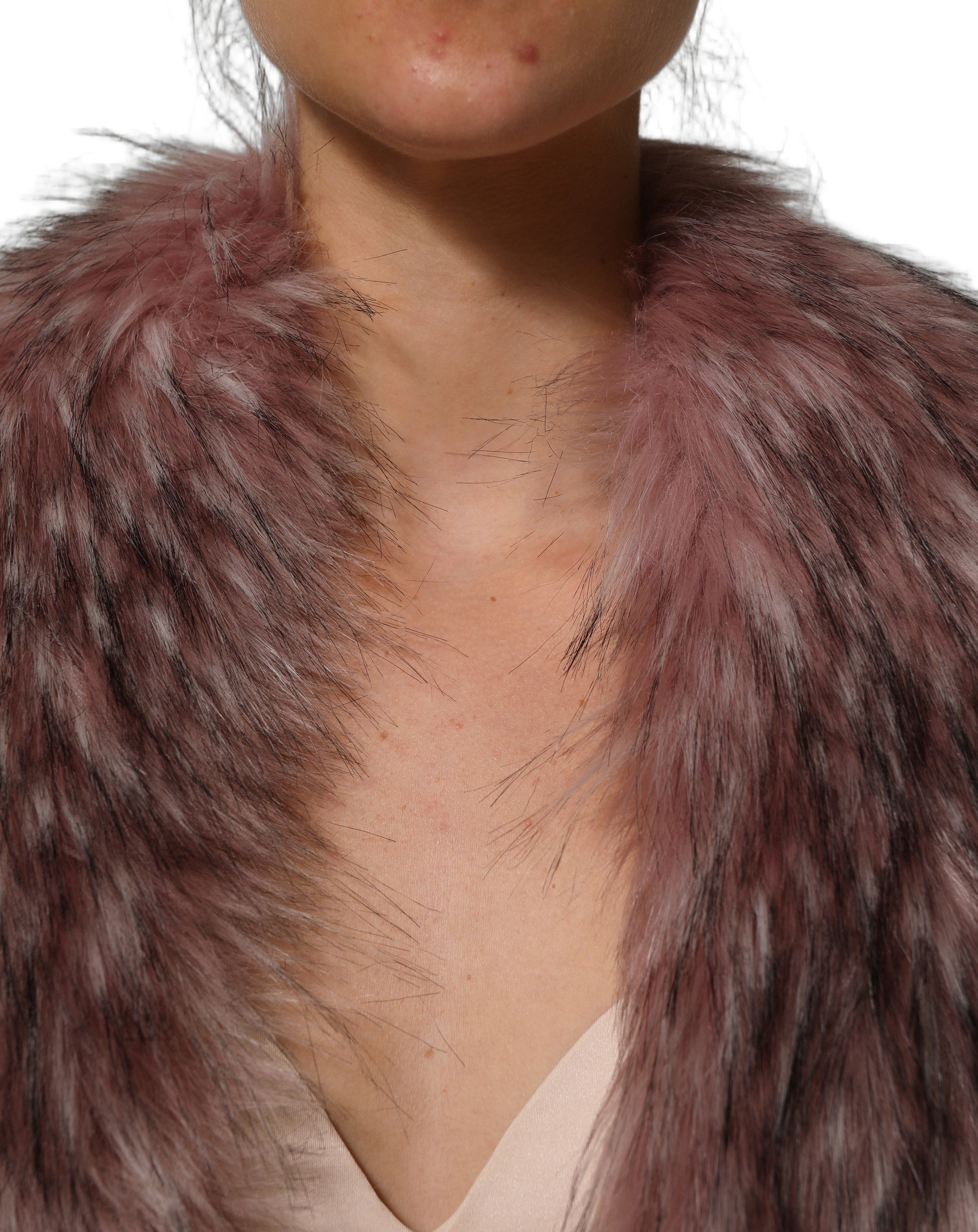 Dolce & Gabbana Pinker Strick-Bolero aus Kunstpelz
