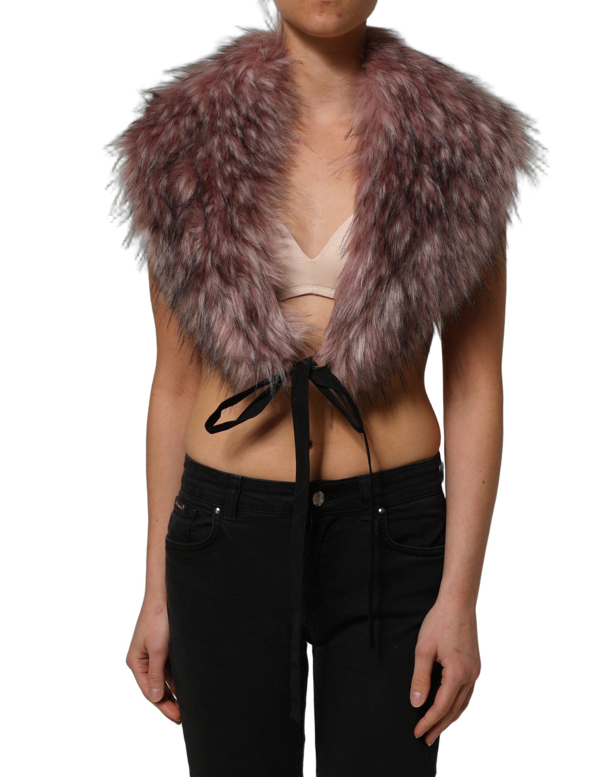 Dolce & Gabbana Pinker Strick-Bolero aus Kunstpelz