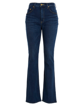 TU ES MON TRESOR Blaue Baumwoll-Jeans mit ausgestelltem Bein