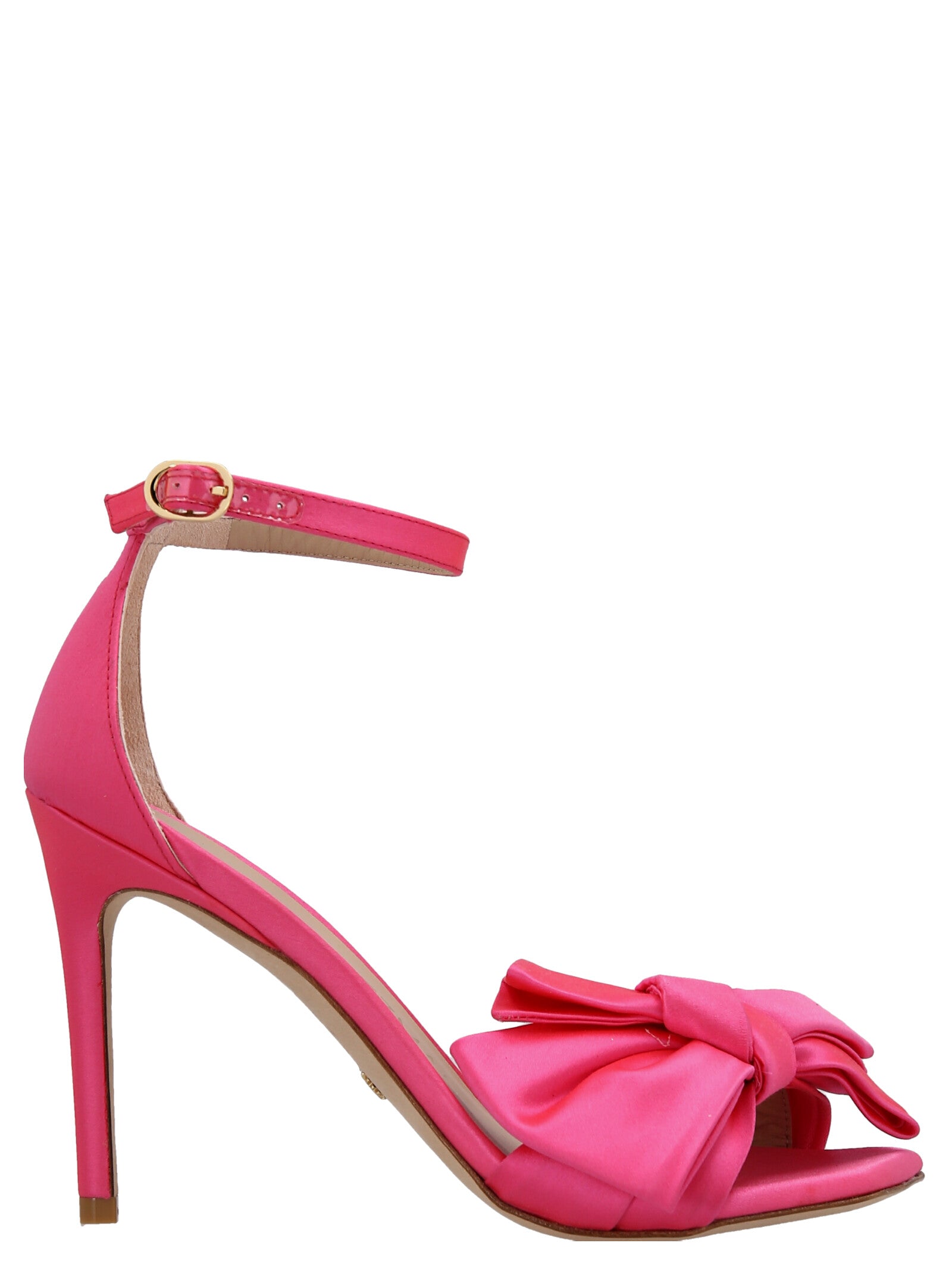 Stuart Weitzman Fuchsia Satin Stiletto-Sandalen
