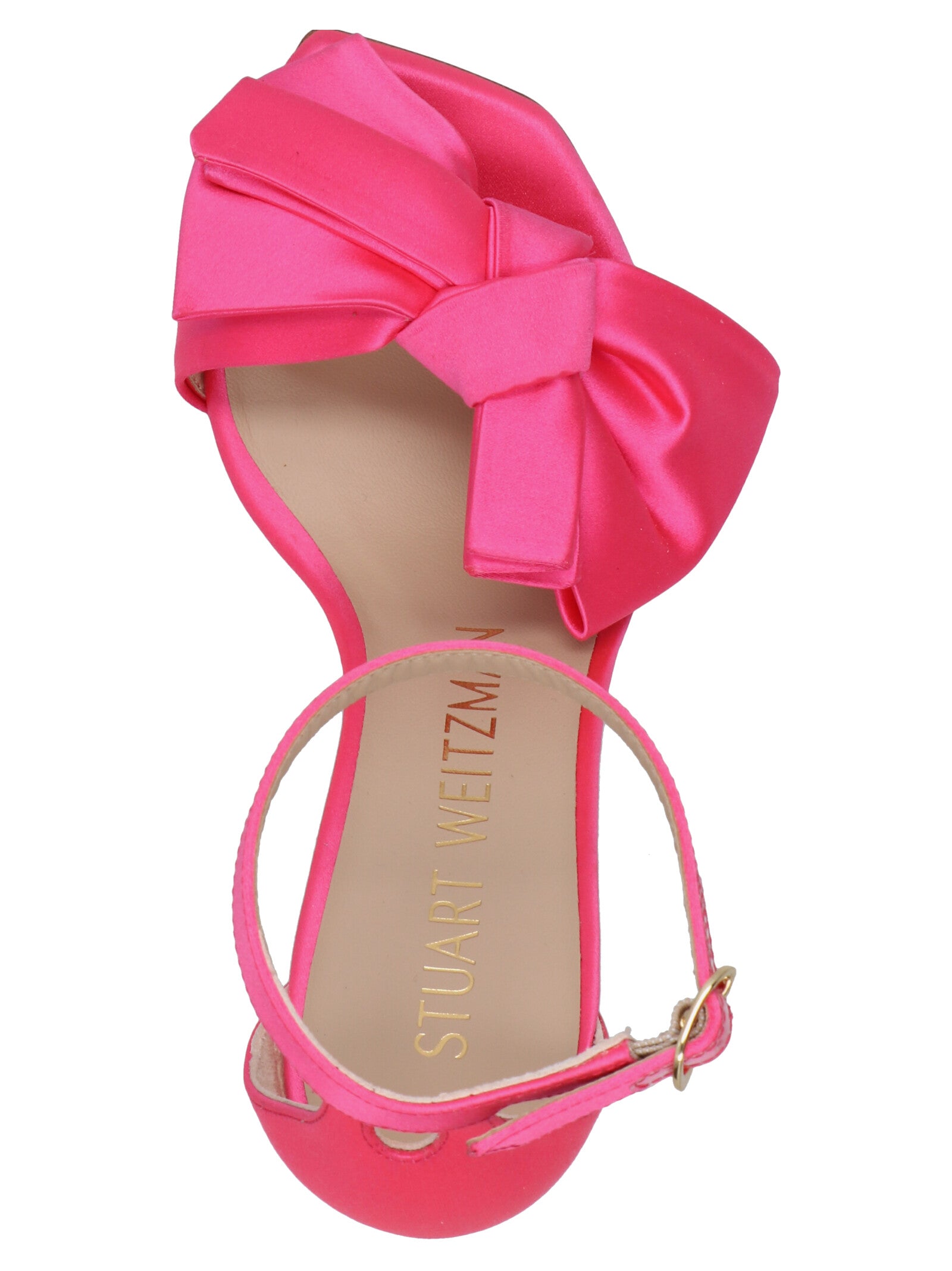 Stuart Weitzman Fuchsia Satin Stiletto-Sandalen