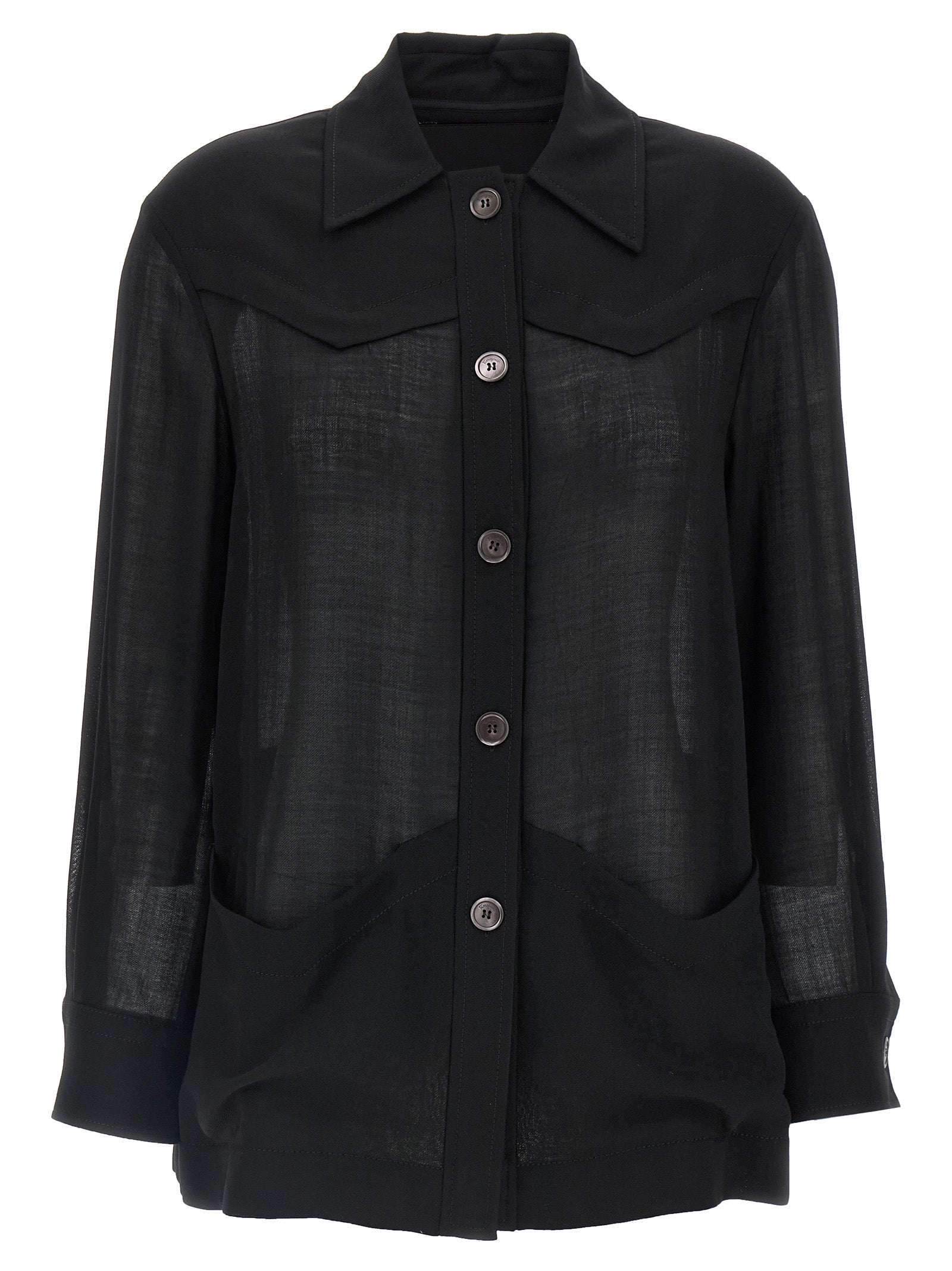 Ferragamo Schwarze Bluse aus reiner Schurwolle