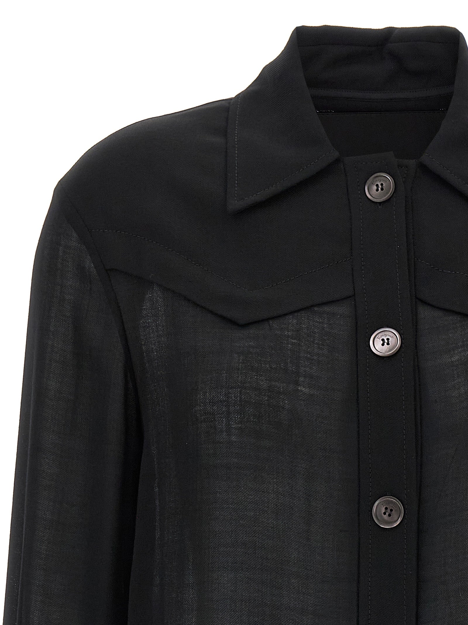 Ferragamo Schwarze Bluse aus reiner Schurwolle