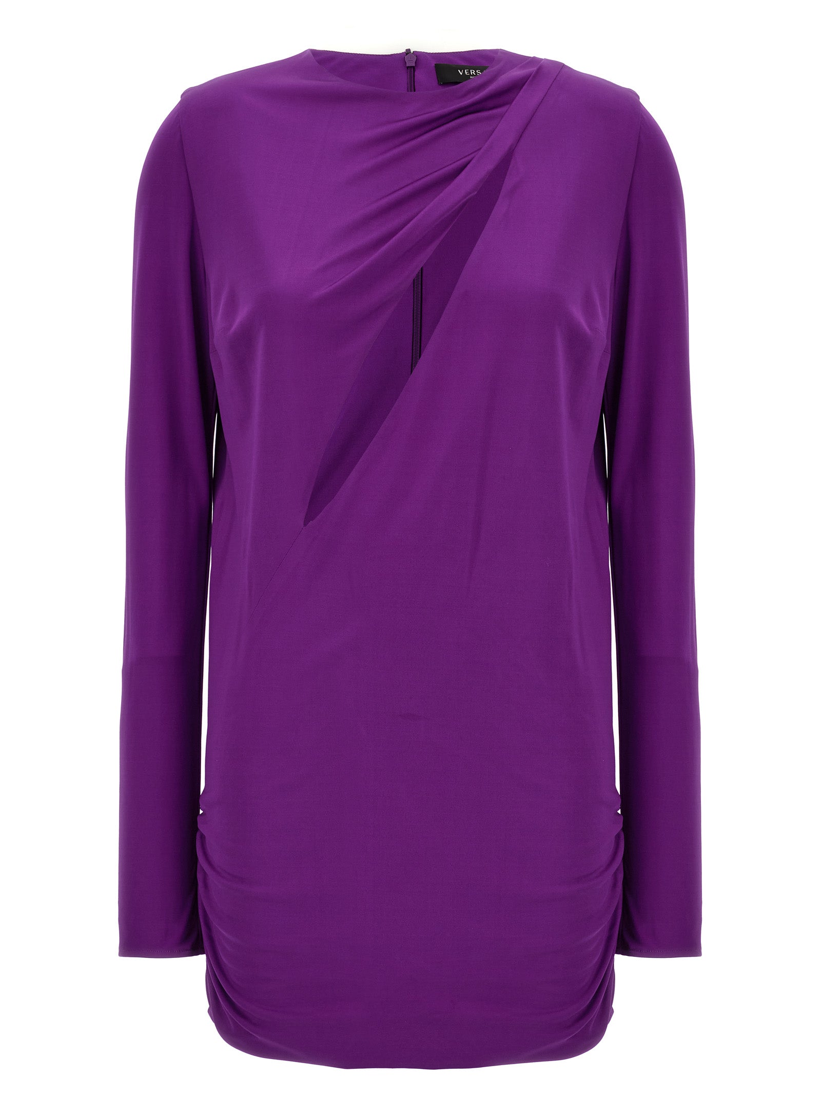 Versace Kurzes Kleid aus violettem Viskose-Jersey