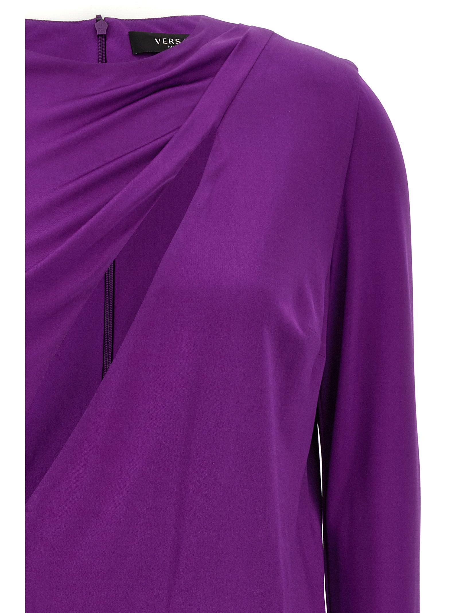 Versace Kurzes Kleid aus violettem Viskose-Jersey