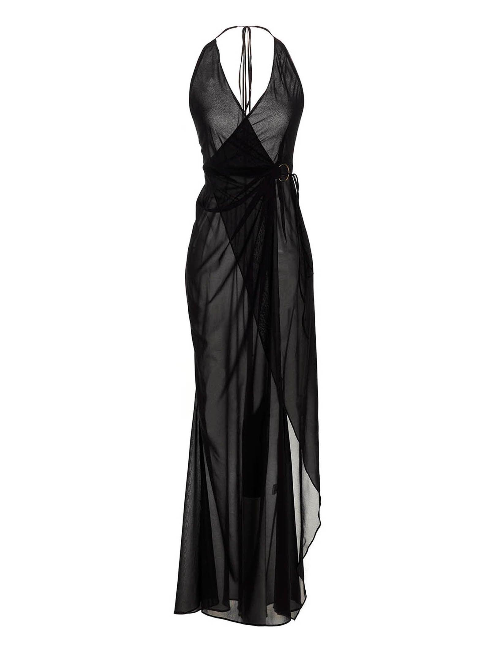 Louisa Ballou Schwarzes Seiden-Maxikleid
