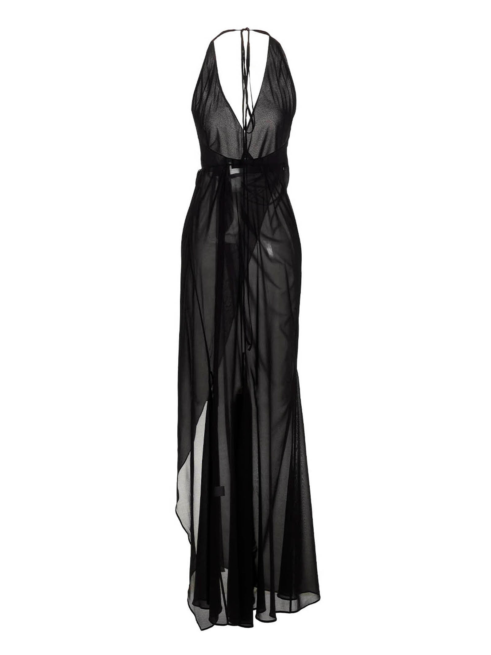 Louisa Ballou Schwarzes Seiden-Maxikleid