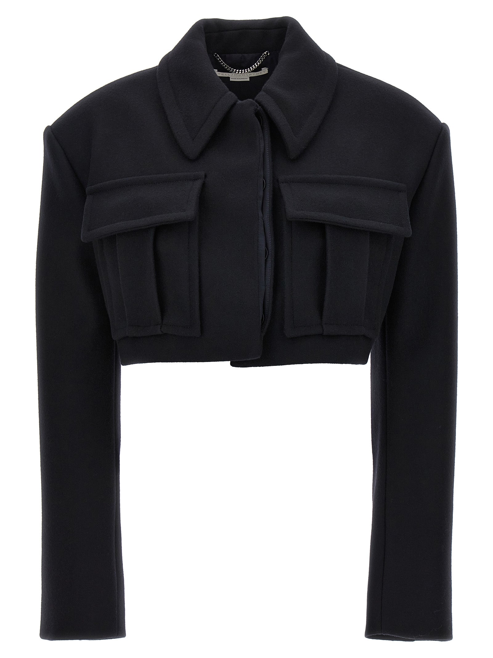 Stella McCartney Schwarze Wolljacke in voller Länge