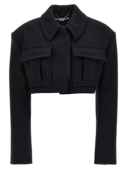 Stella McCartney Schwarze Wolljacke in voller Länge