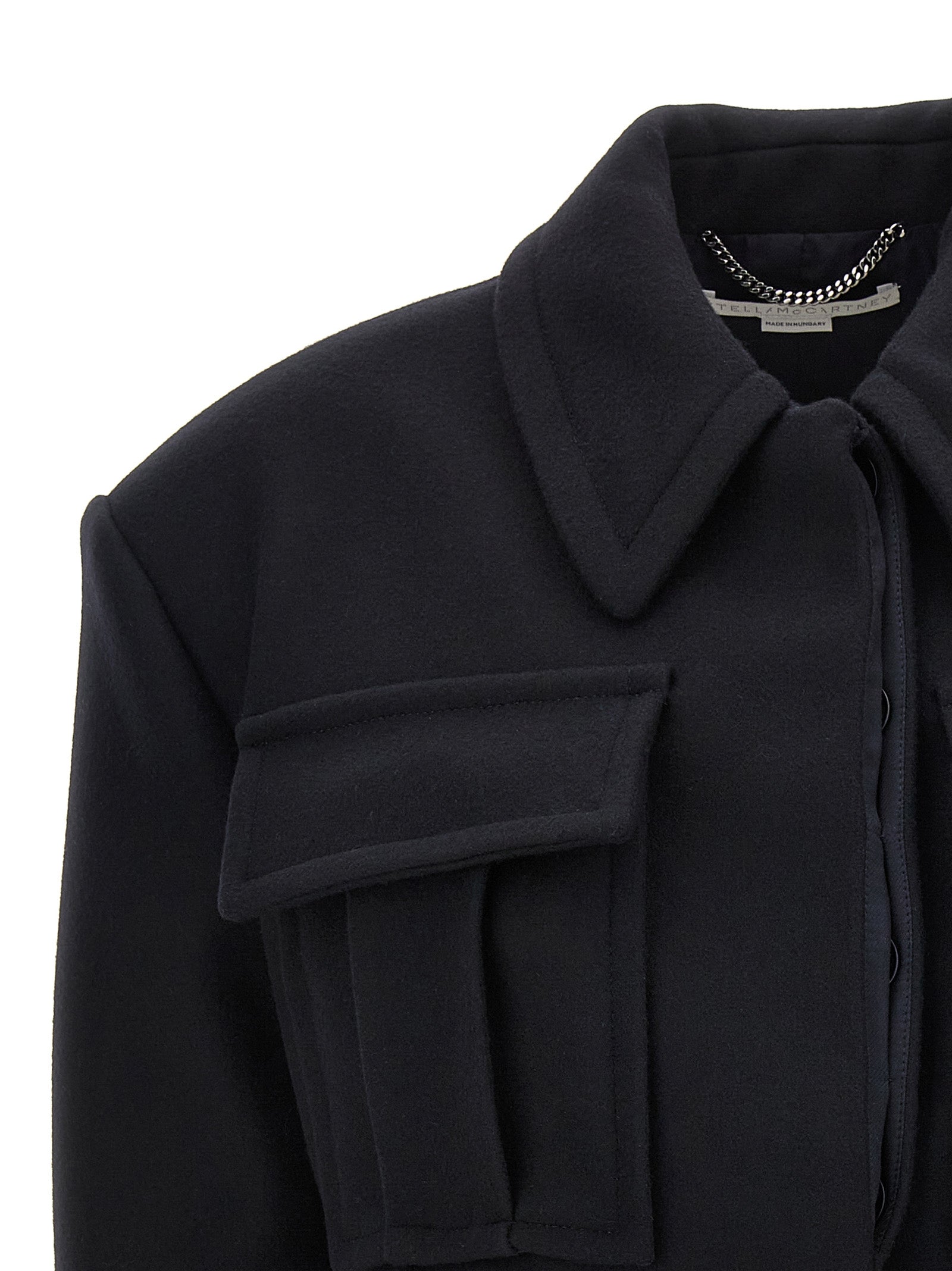 Stella McCartney Schwarze Wolljacke in voller Länge