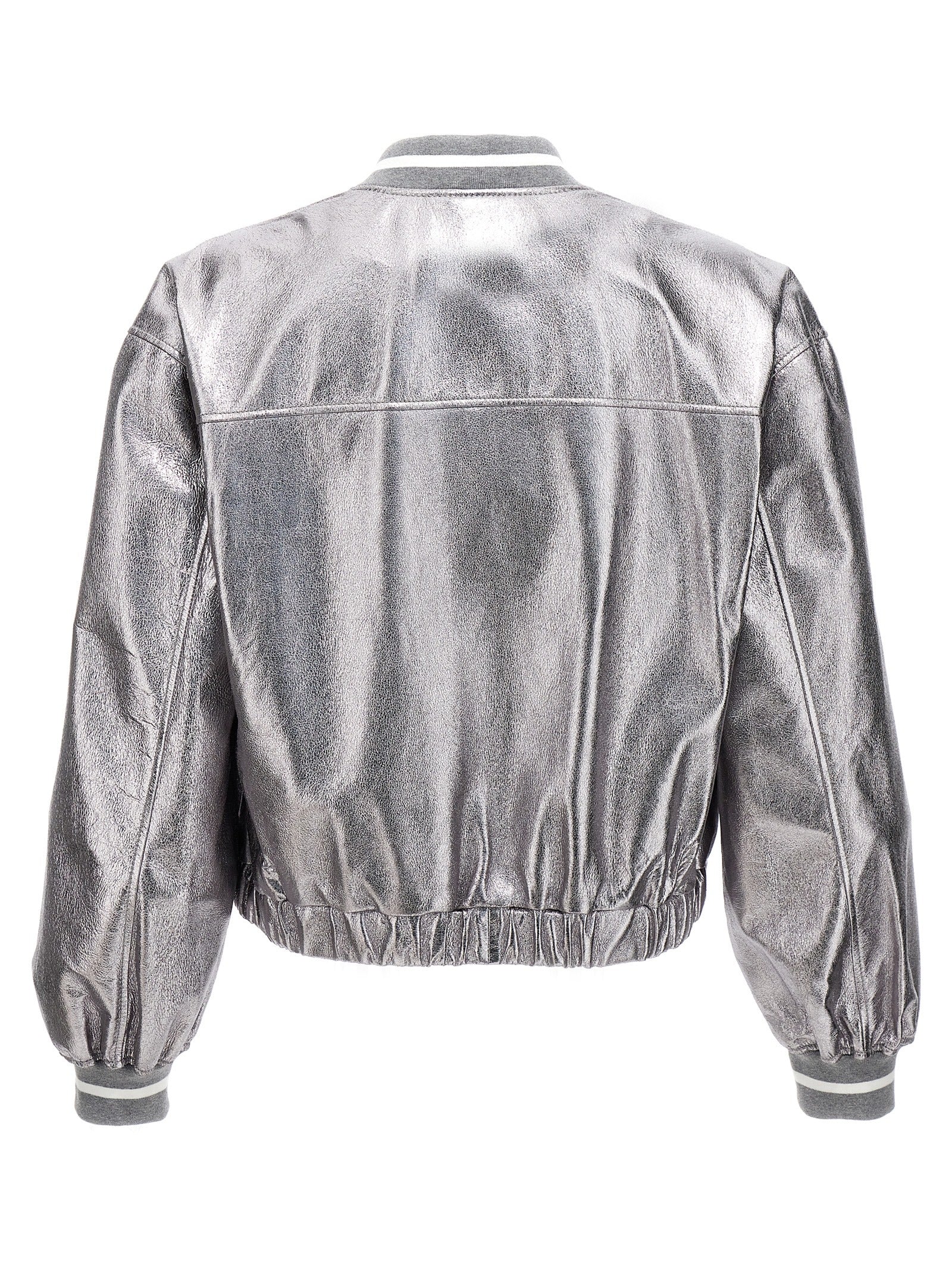 Brunello Cucinelli Bomberjacke aus silbernem Leder