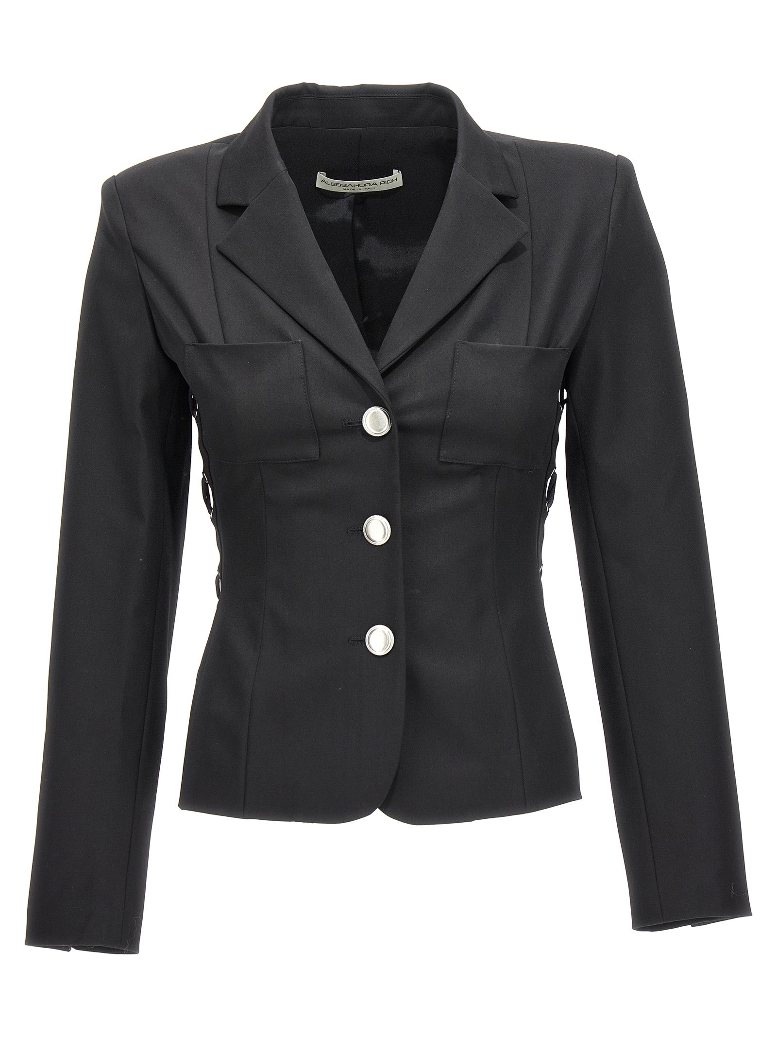 Alessandra Rich Schwarzer Wollblazer