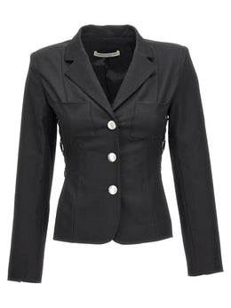 Alessandra Rich Schwarzer Wollblazer