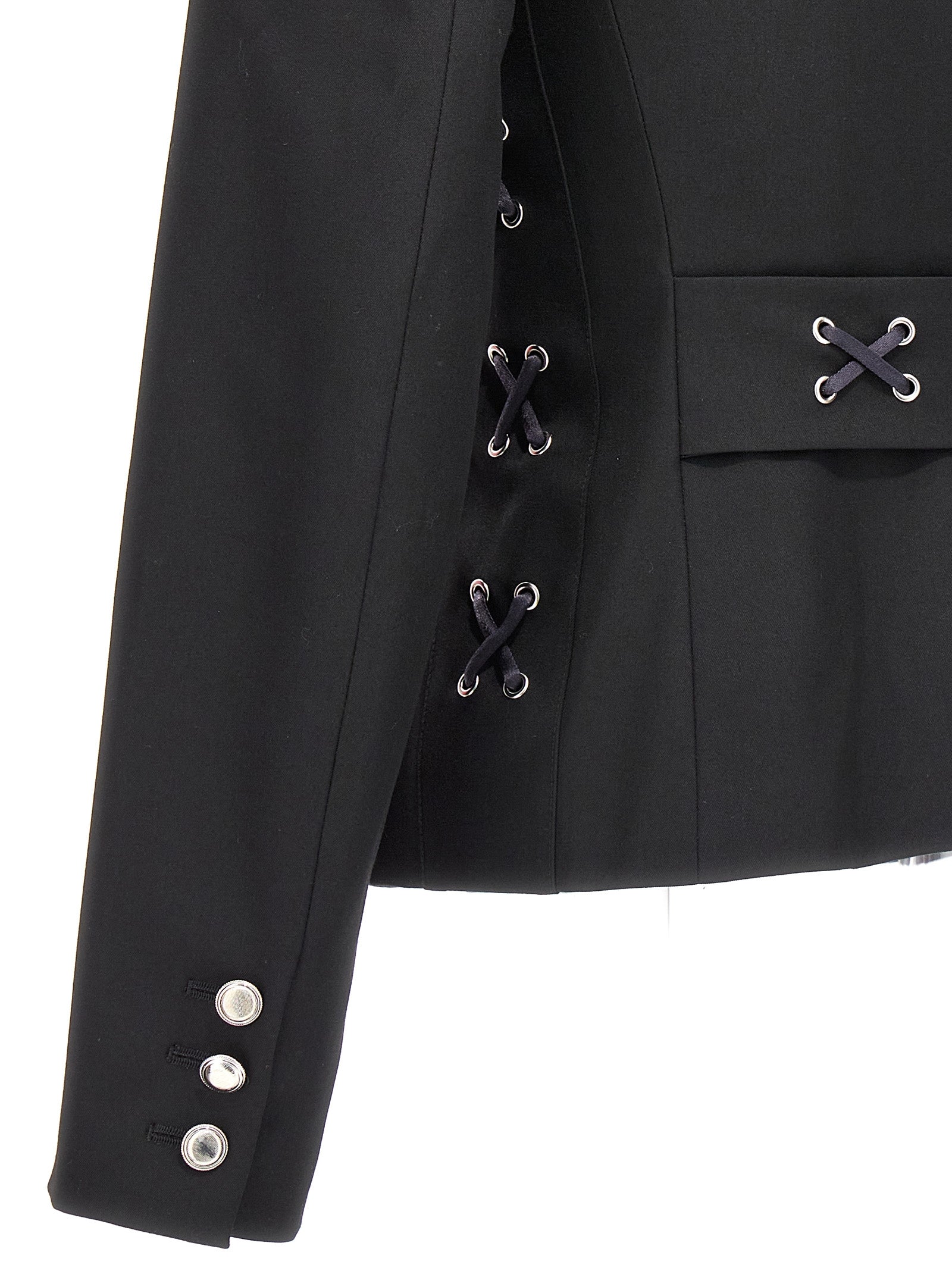 Alessandra Rich Schwarzer Wollblazer