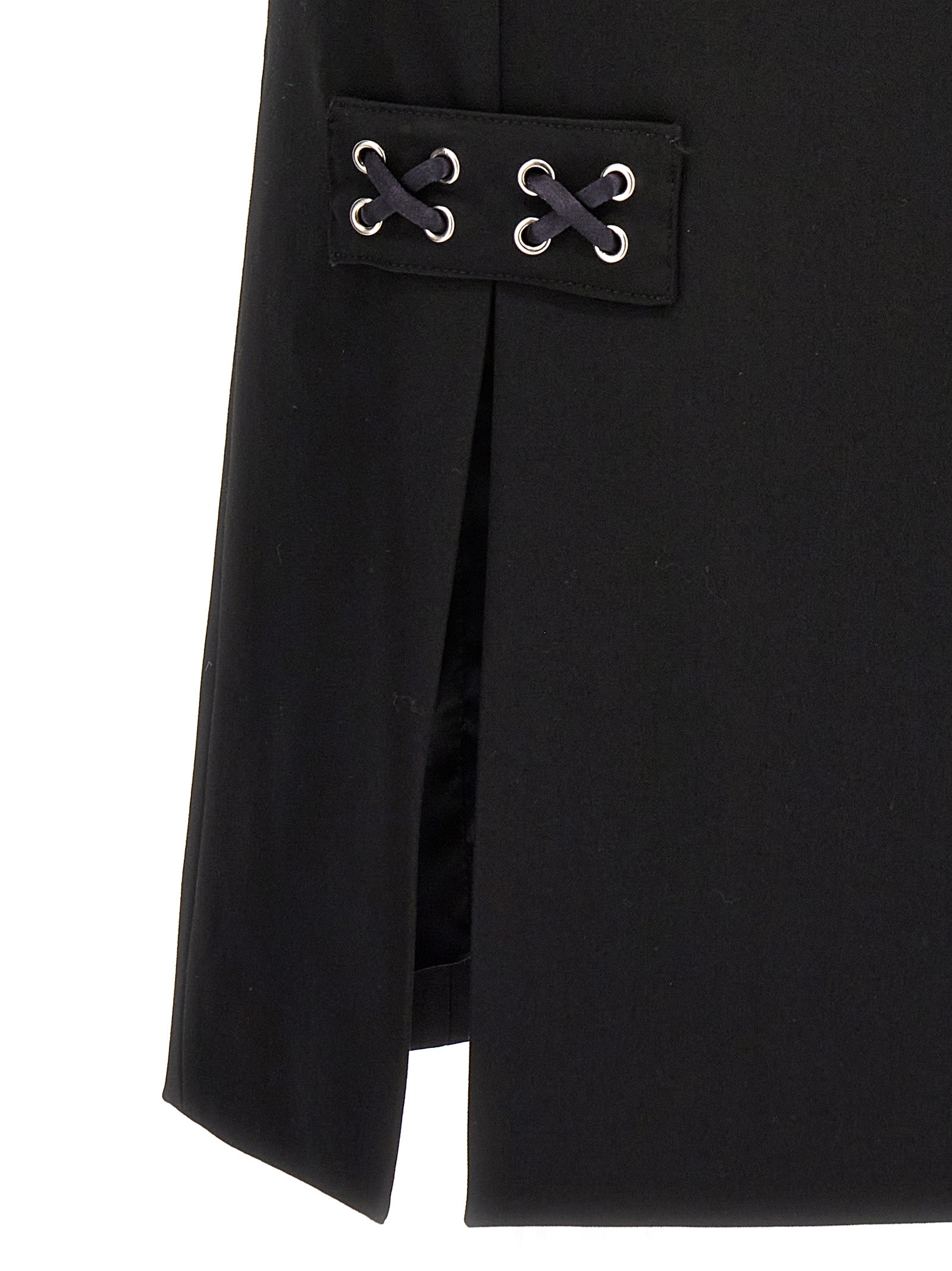 Alessandra Rich Schwarzer Wollrock in Midi-Länge