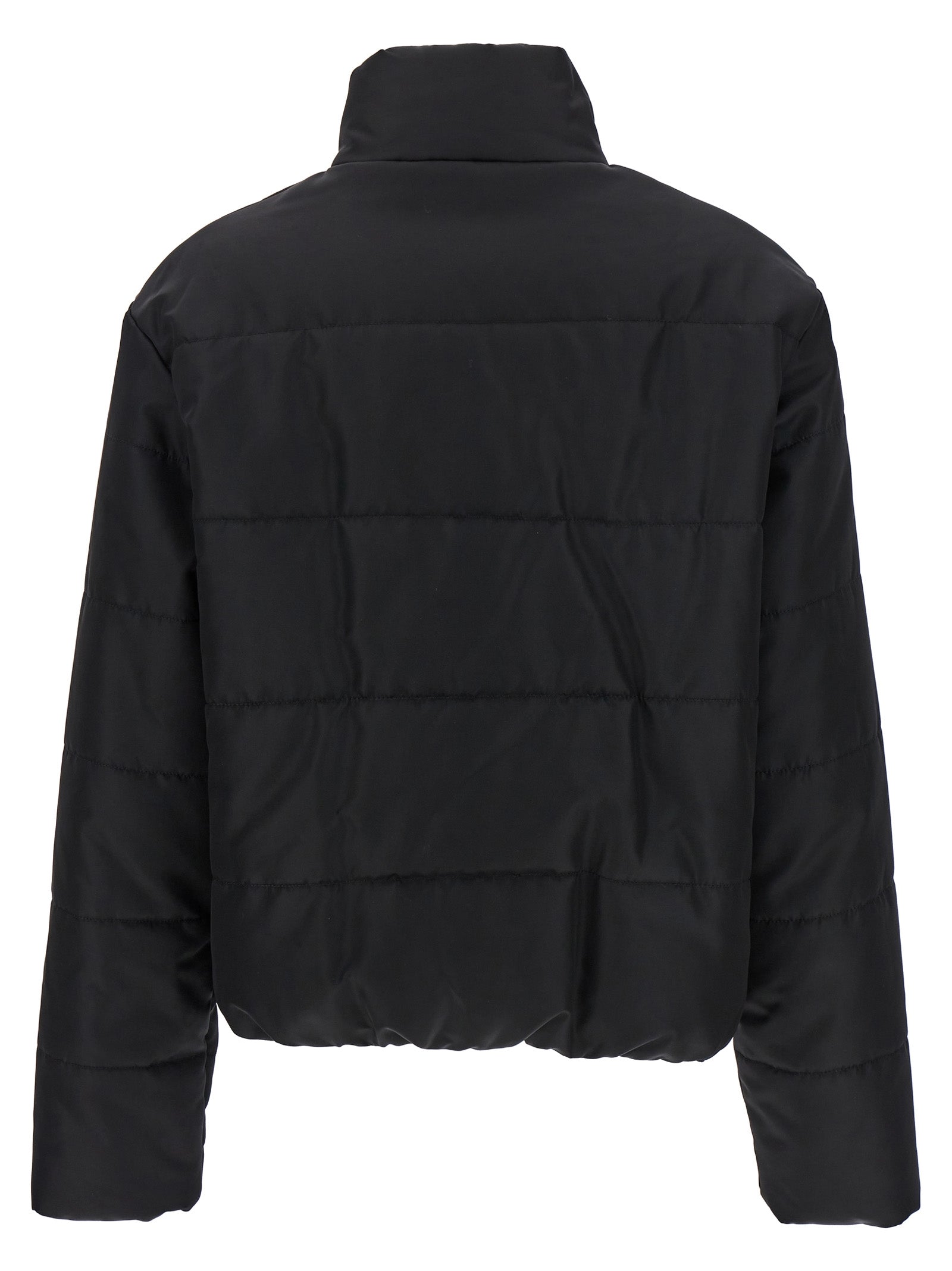 Moschino Schwarze Polyamid-Jacke in voller Länge