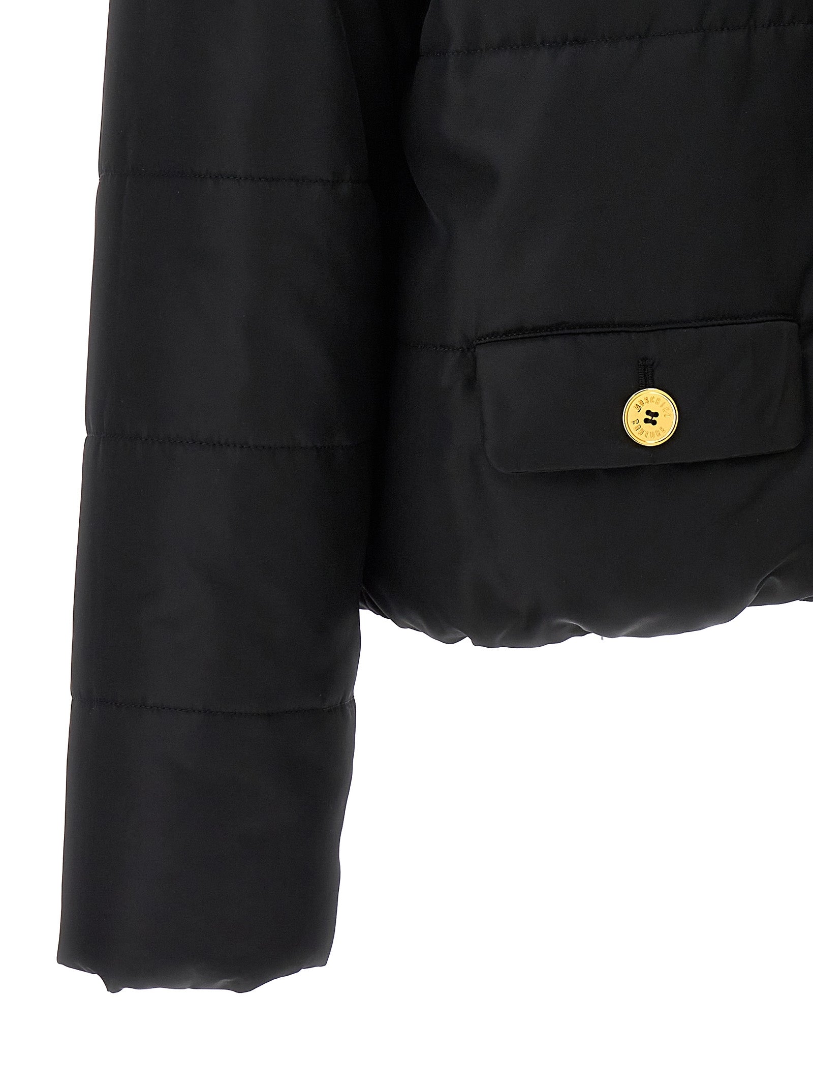 Moschino Schwarze Polyamid-Jacke in voller Länge
