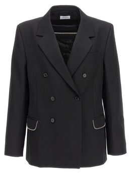 Off-White Schwarzer Blazer aus reiner Schurwolle