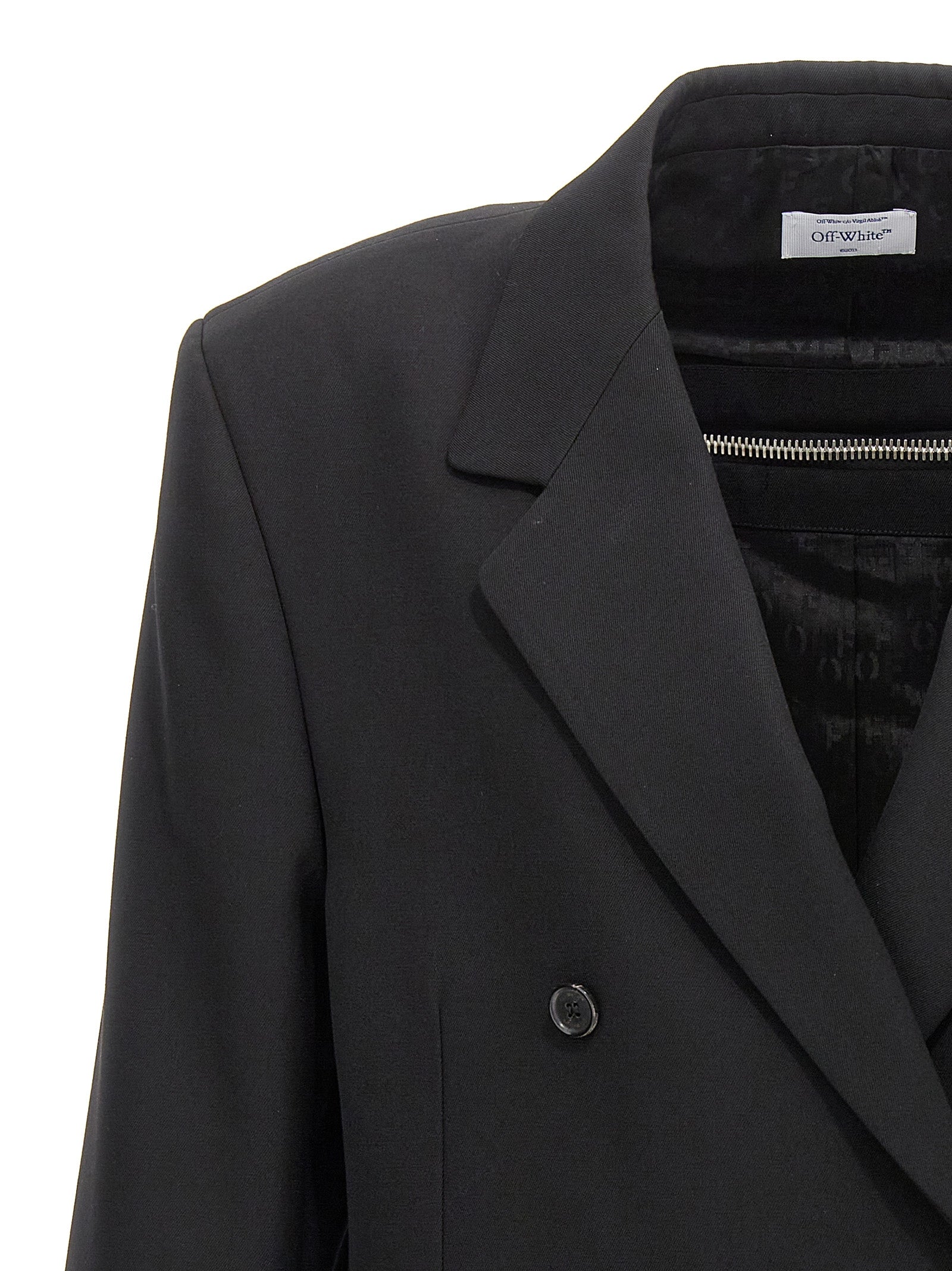 Off-White Schwarzer Blazer aus reiner Schurwolle