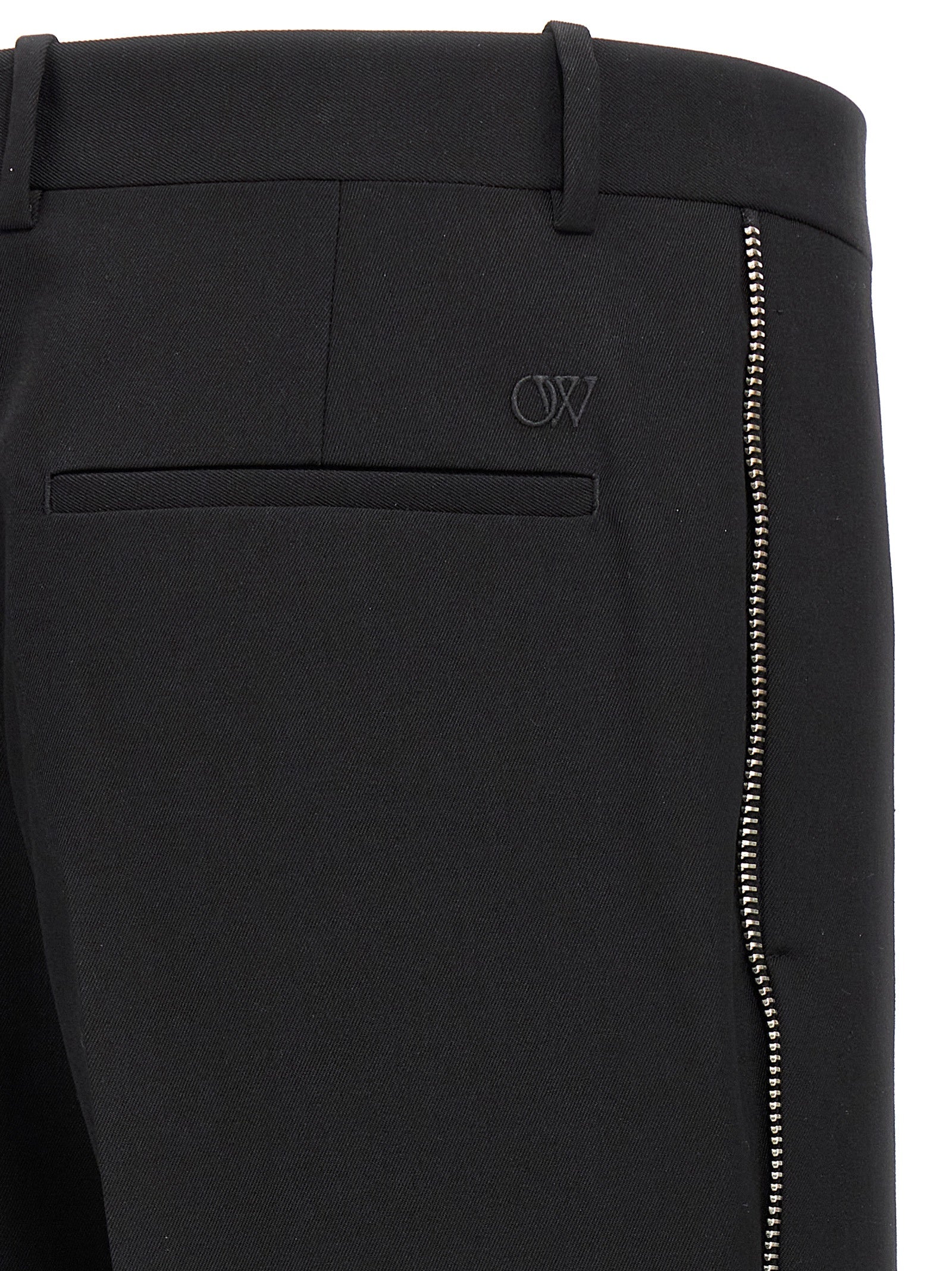 Off-White Schwarze Hose aus reiner Schurwolle