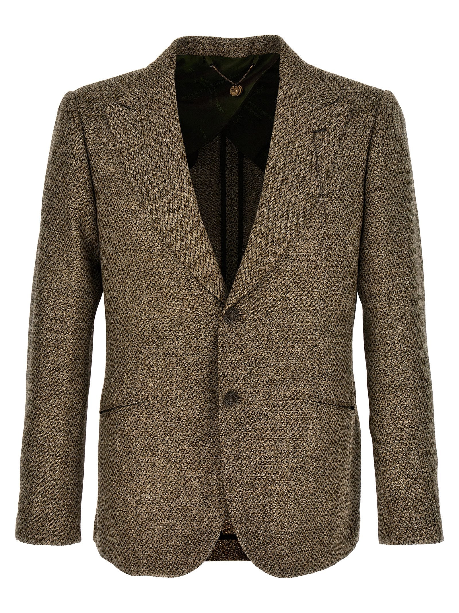 MAURIZIO MIRI Beige Alpaka Leder Blazer