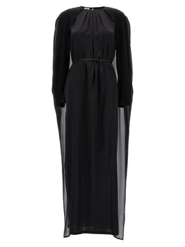 DI.LA3 PARI' Schwarzes Seiden-Maxikleid