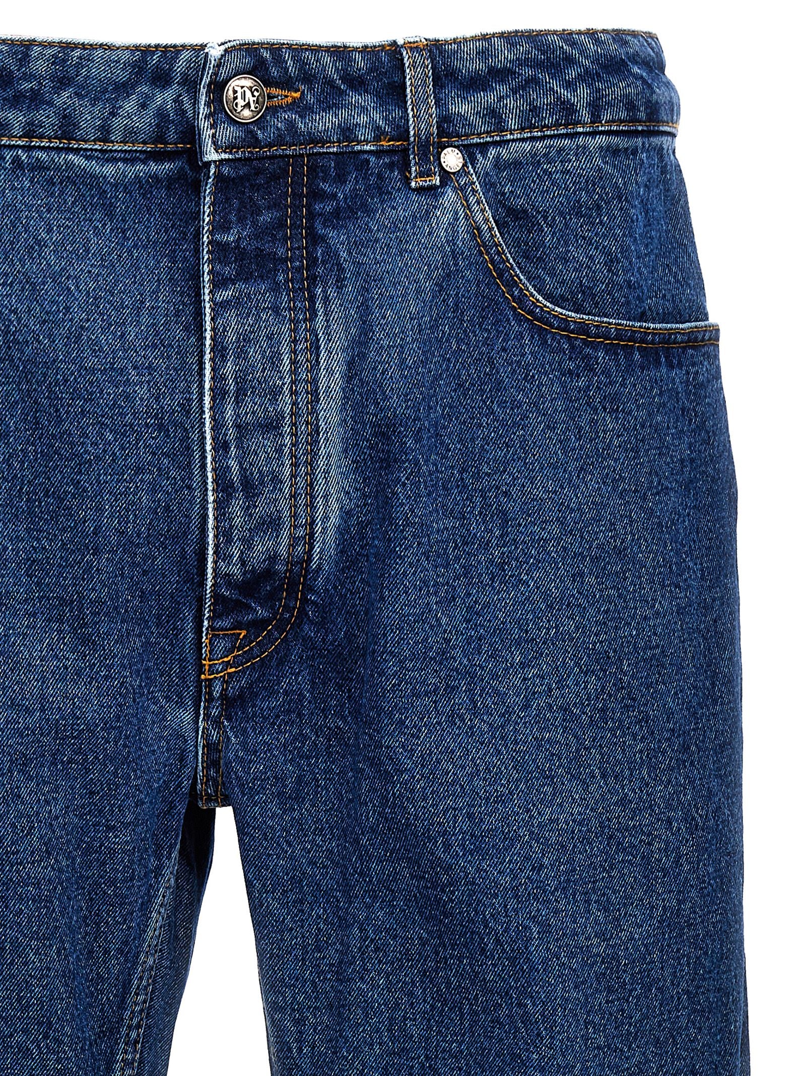 Palm Angels Blaue Jeans aus Baumwolle im geraden Schnitt