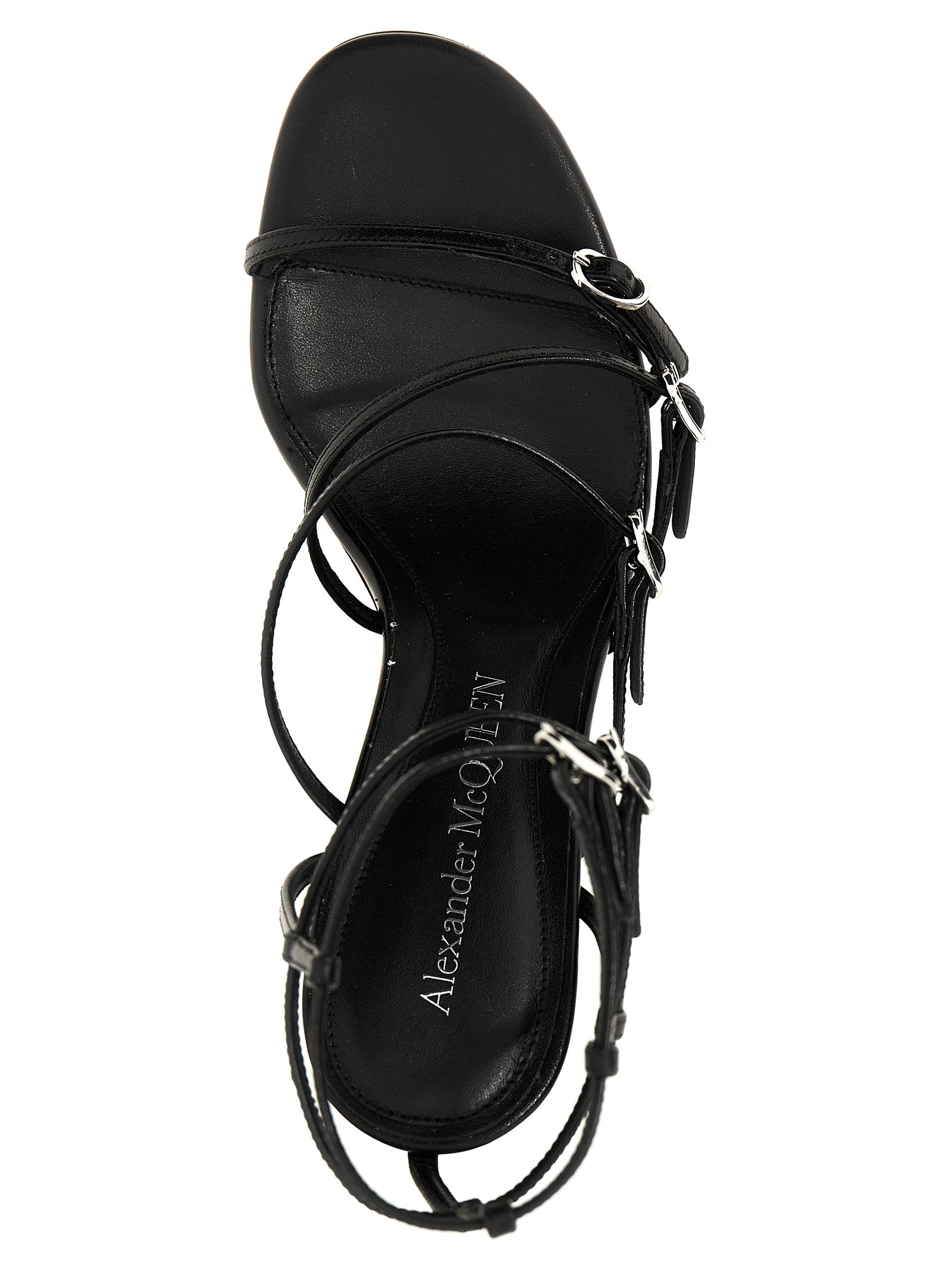 Alexander McQueen Schwarze Stilettosandalen aus Lammleder