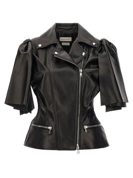 Alexander McQueen Ärmellose Jacke aus schwarzem Lammleder