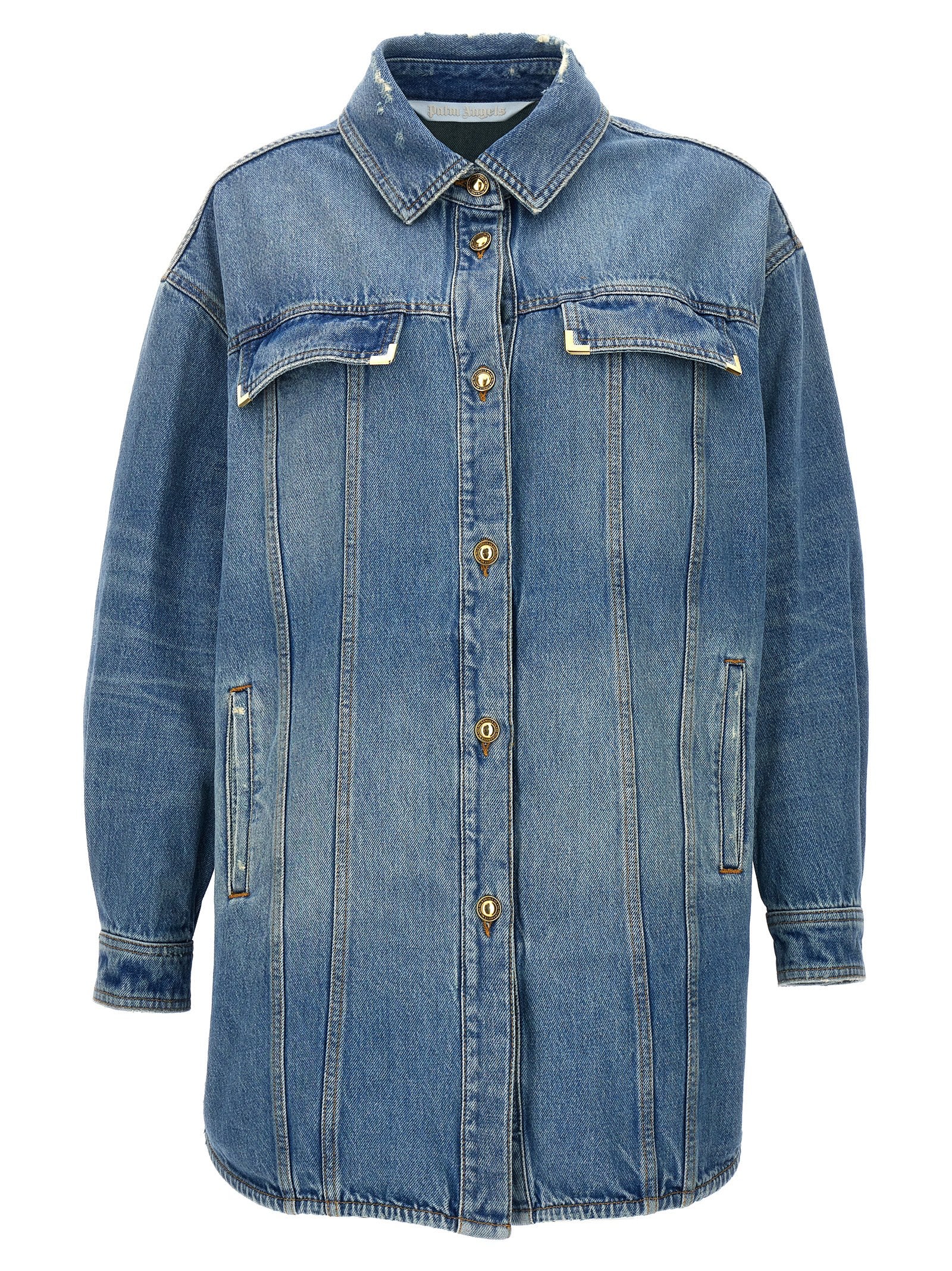 Palm Angels Blaue Jeansjacke aus Baumwolle