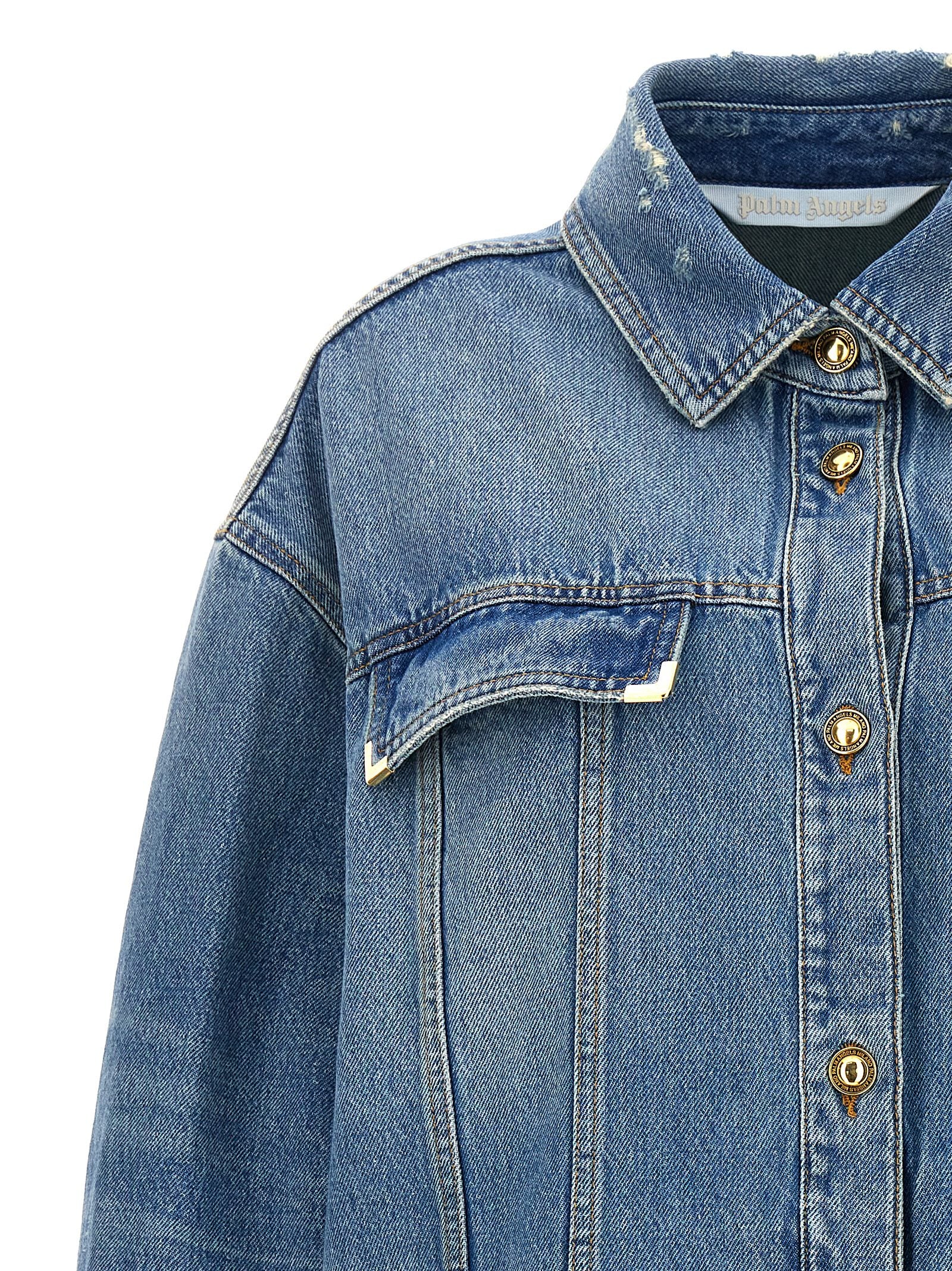 Palm Angels Blaue Jeansjacke aus Baumwolle
