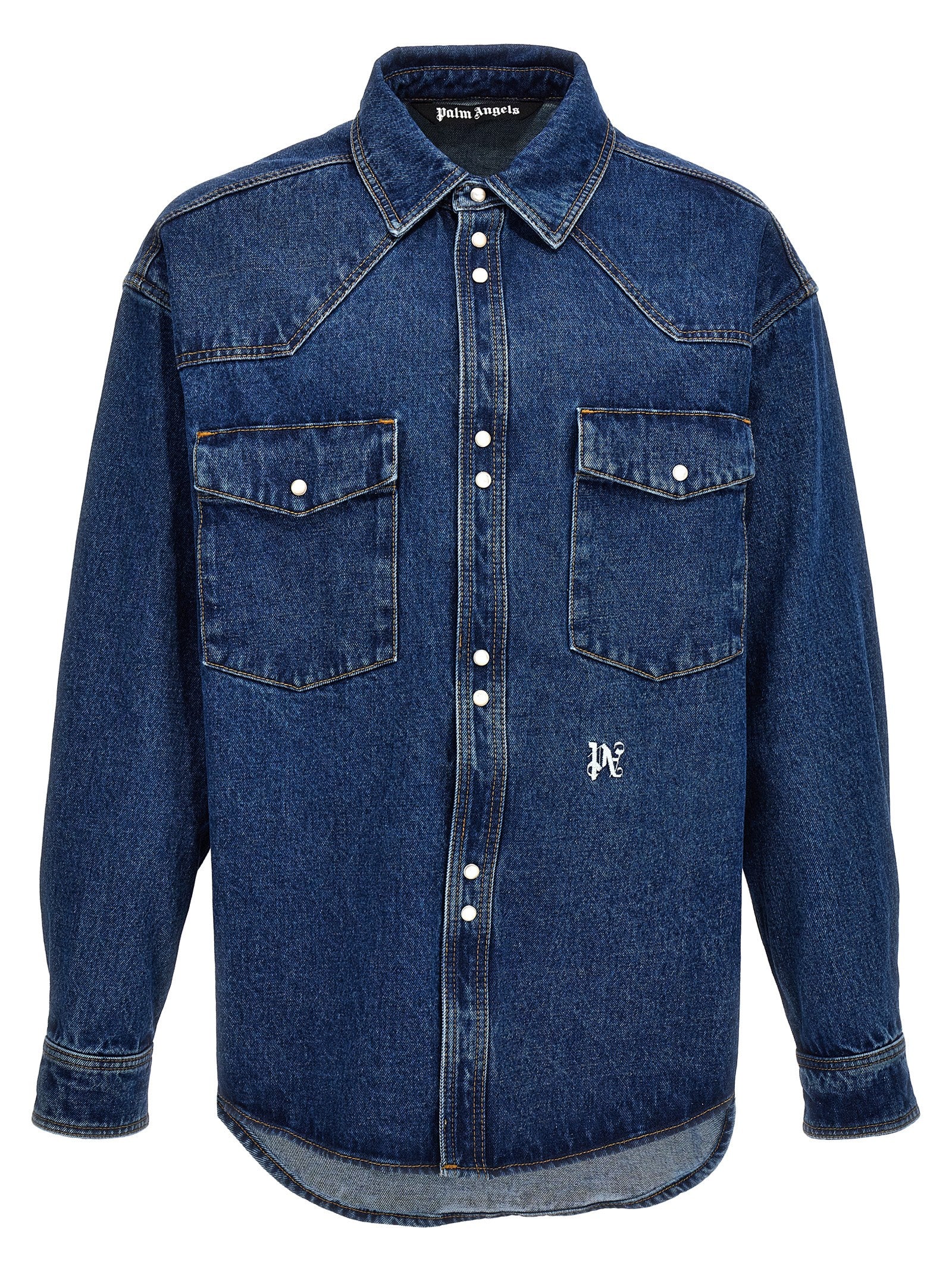 Palm Angels Blaue Jeansjacke aus Polyester