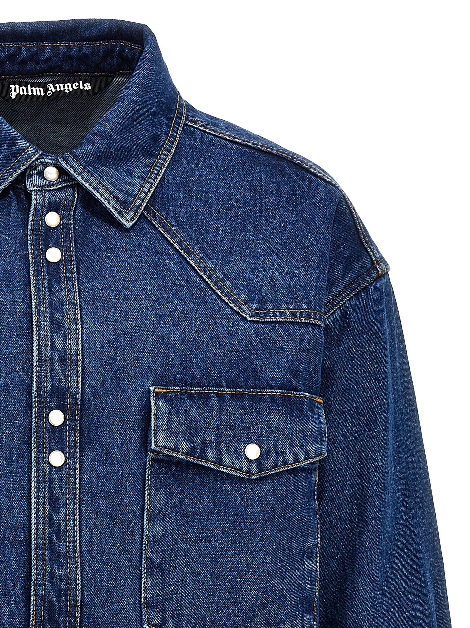 Palm Angels Blaue Jeansjacke aus Polyester