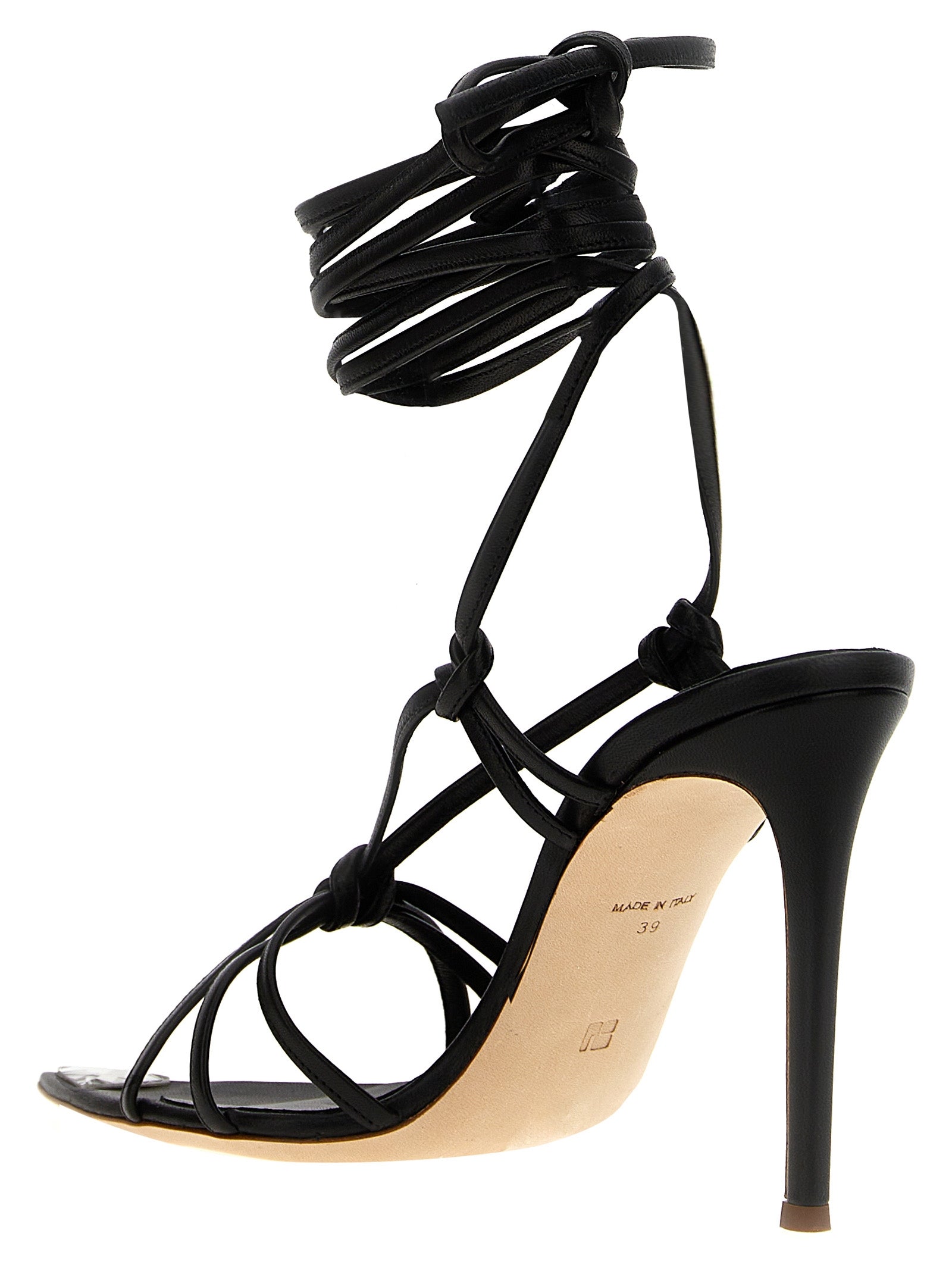 NICOLO' BERETTA Schwarze Stilettosandalen aus Lammleder