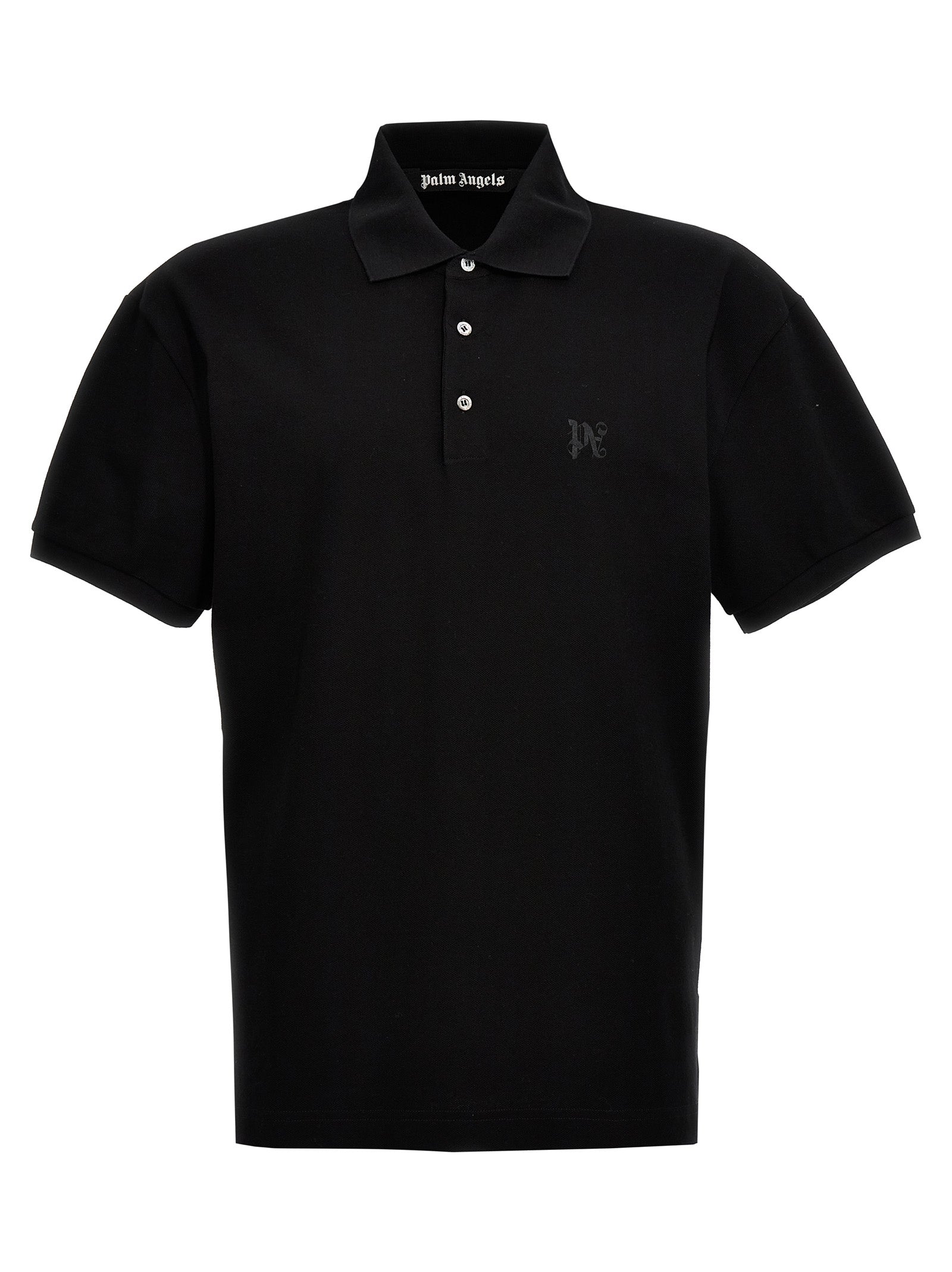 Palm Angels Schwarzes Poloshirt aus Polyester