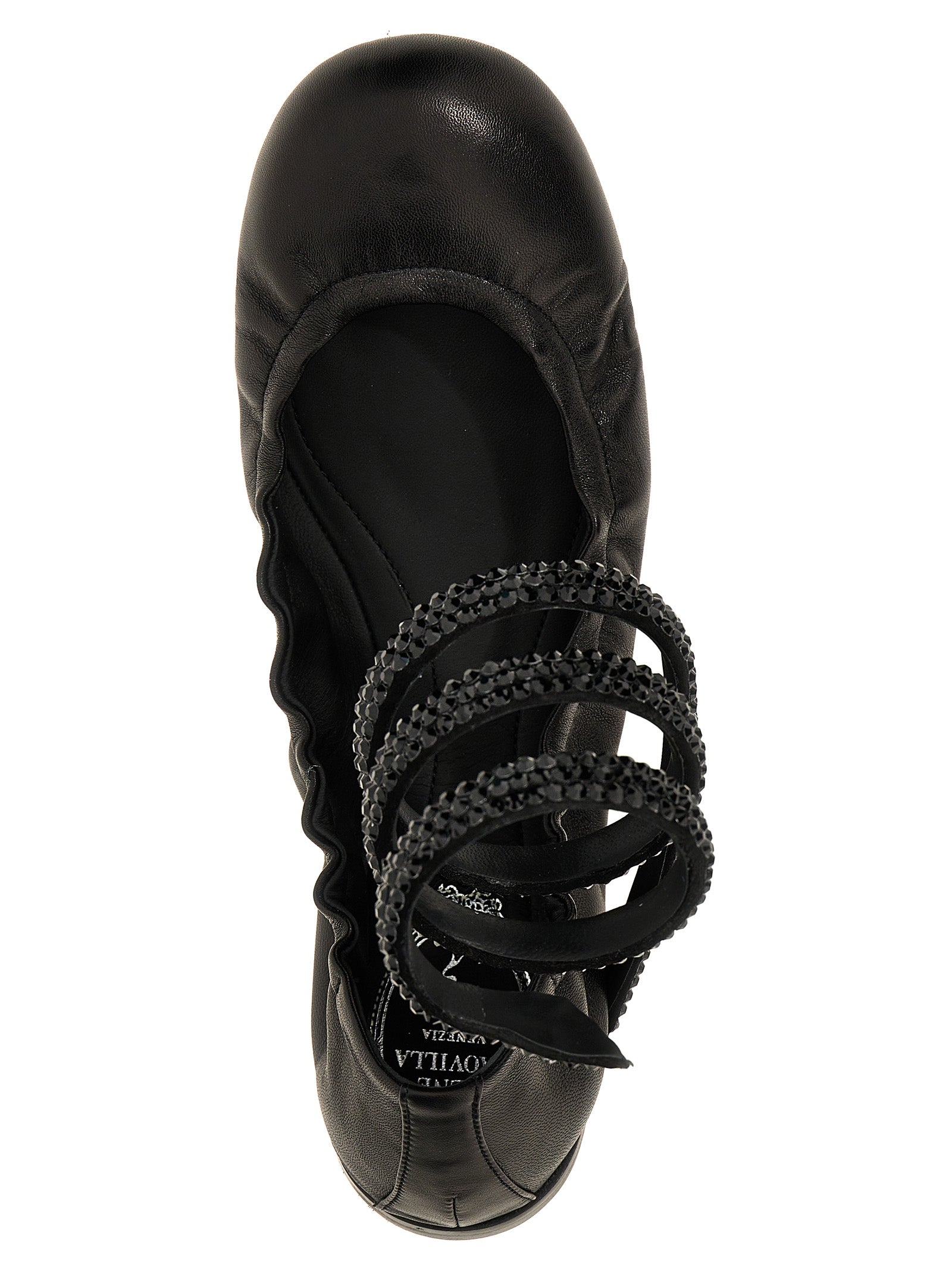RENE CAOVILLA Schwarze Ballerinas aus Lammleder
