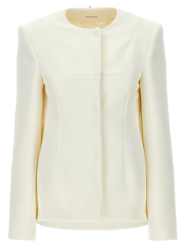 Sportmax Weiße Polyester-Jacke in voller Länge
