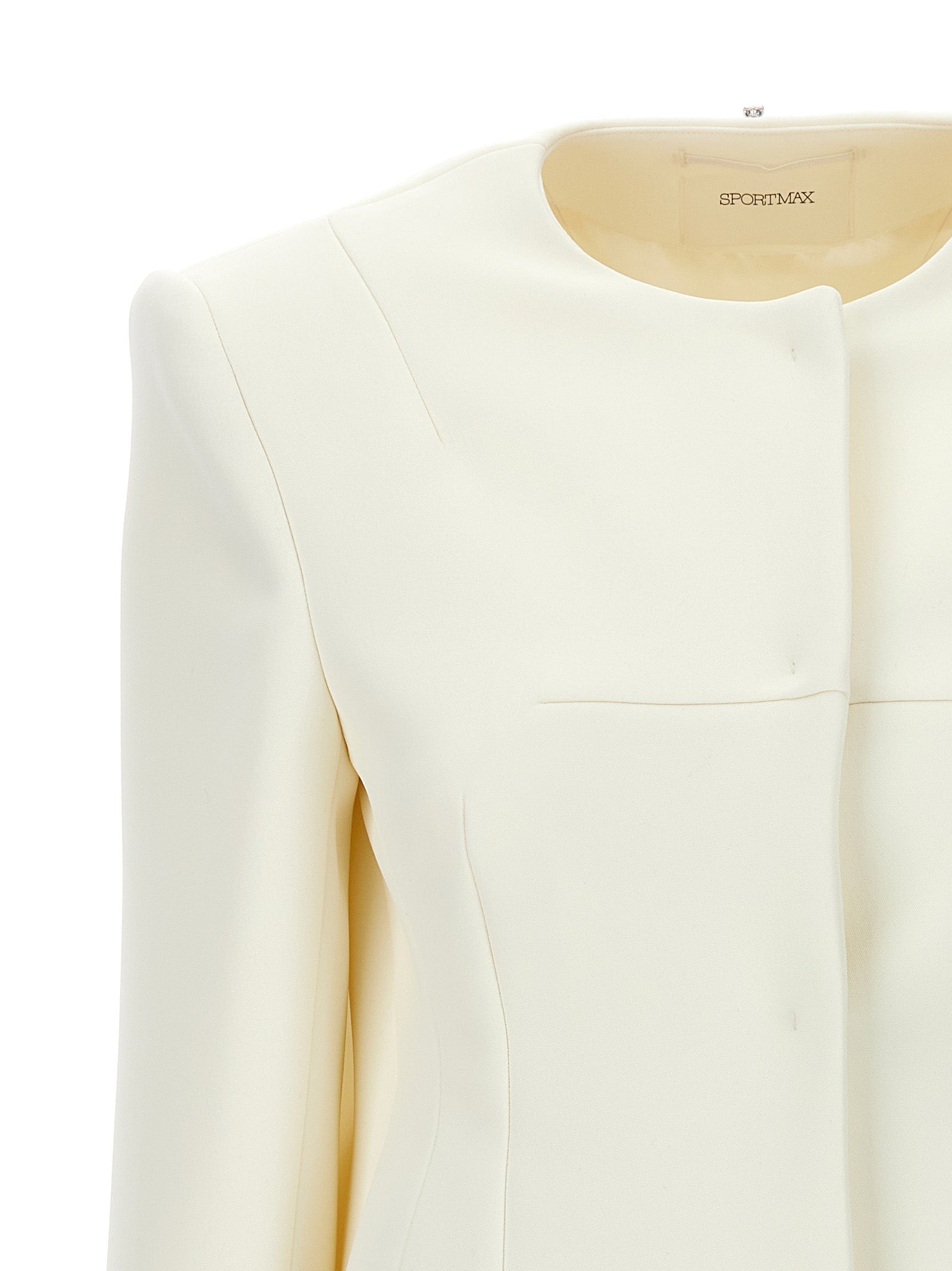 Sportmax Weiße Polyester-Jacke in voller Länge