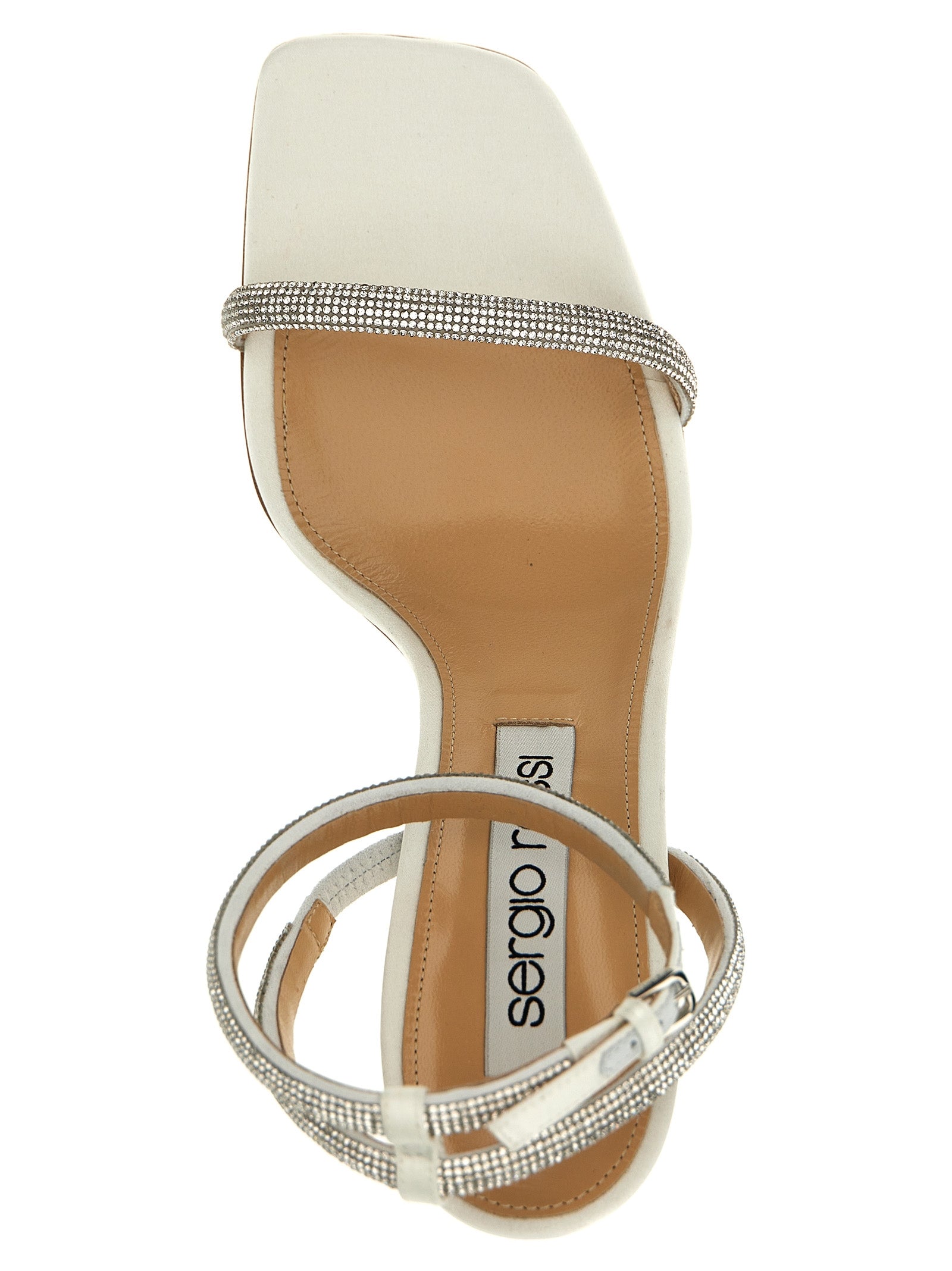 Sergio Rossi Weiße Stiletto-Sandalen aus Ziegenleder