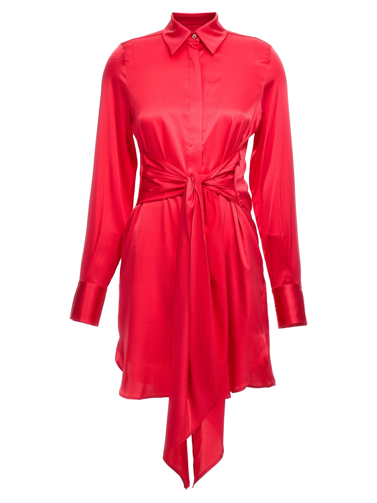 LE TWINS Kurzes Fuchsia-Seidenkleid