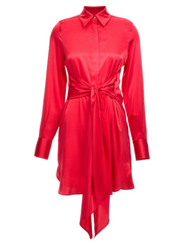LE TWINS Kurzes Fuchsia-Seidenkleid