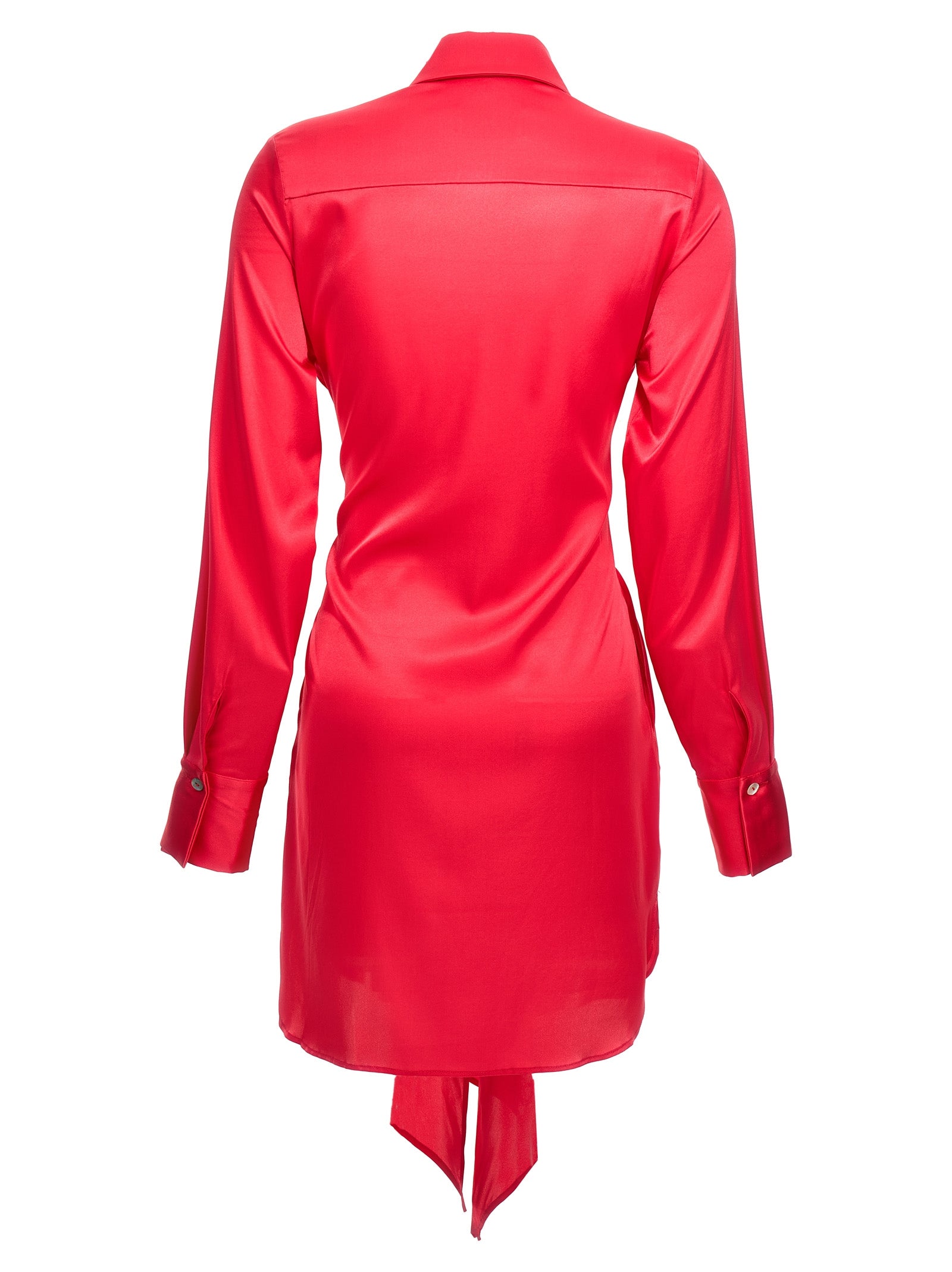 LE TWINS Kurzes Fuchsia-Seidenkleid