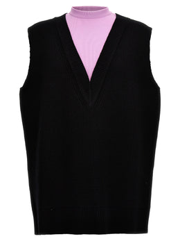 Jil Sander Ärmelloser Pullover aus mehrfarbiger Wolle