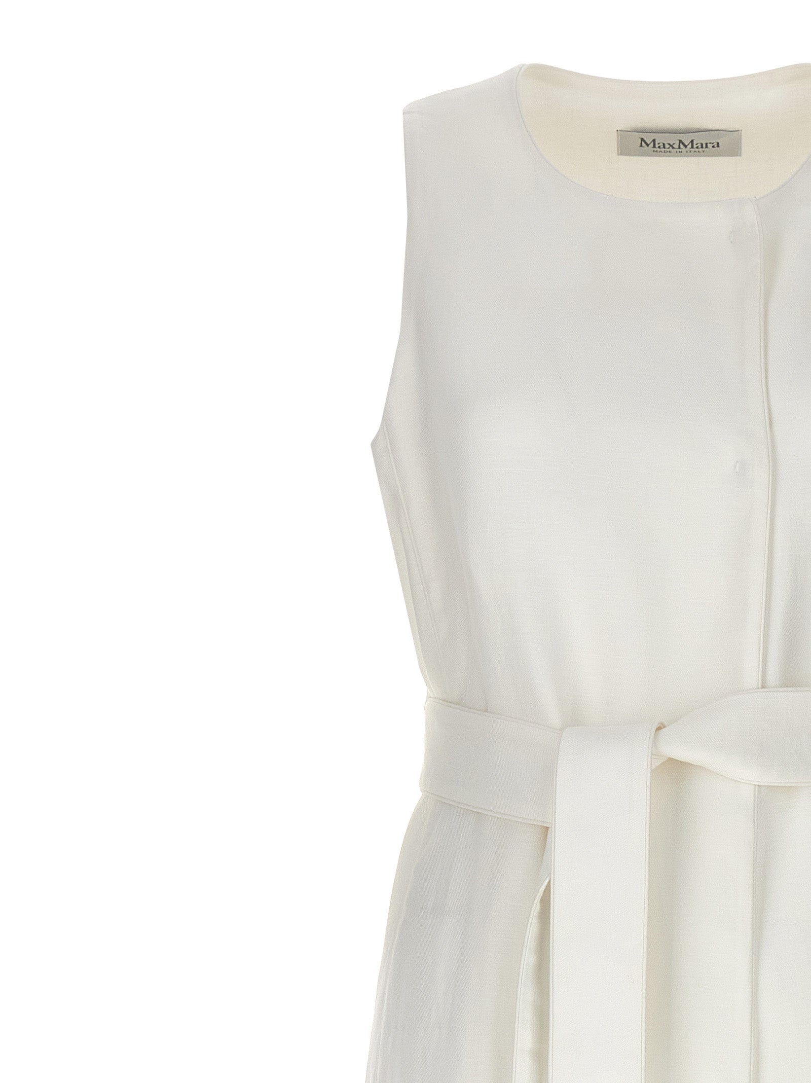 Max Mara Ärmellose weiße Leinenjacke