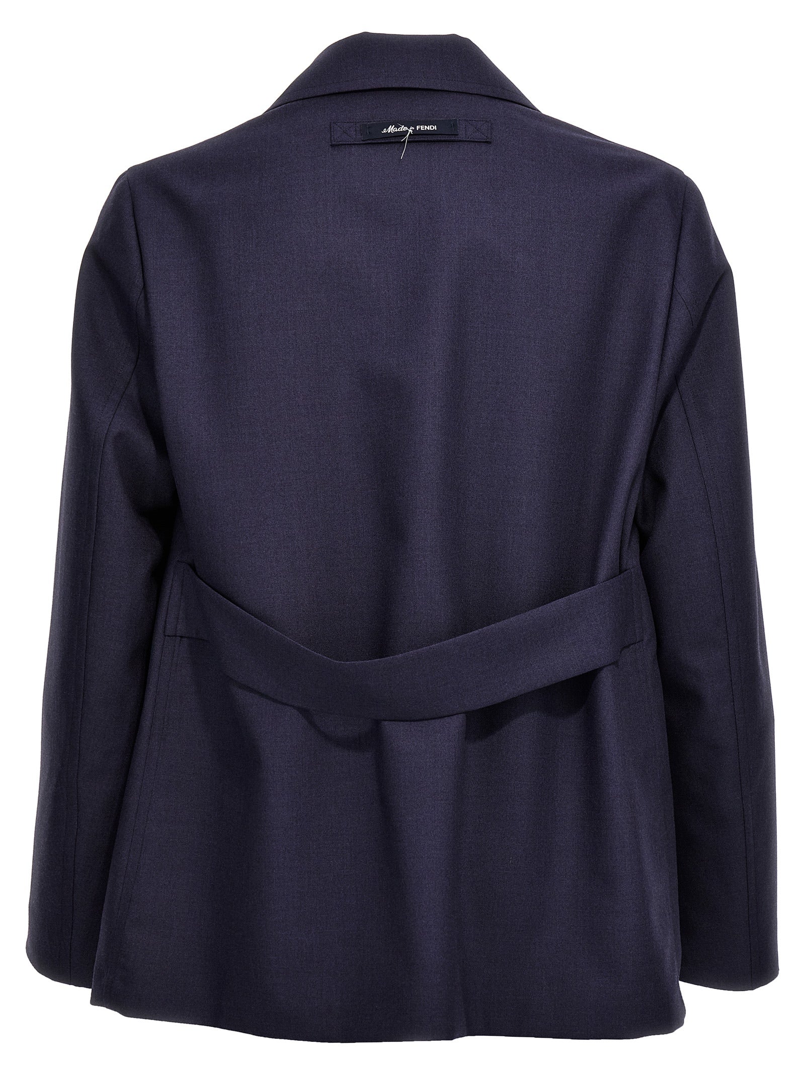 Fendi Blaue Jacke aus reiner Schurwolle in voller Länge