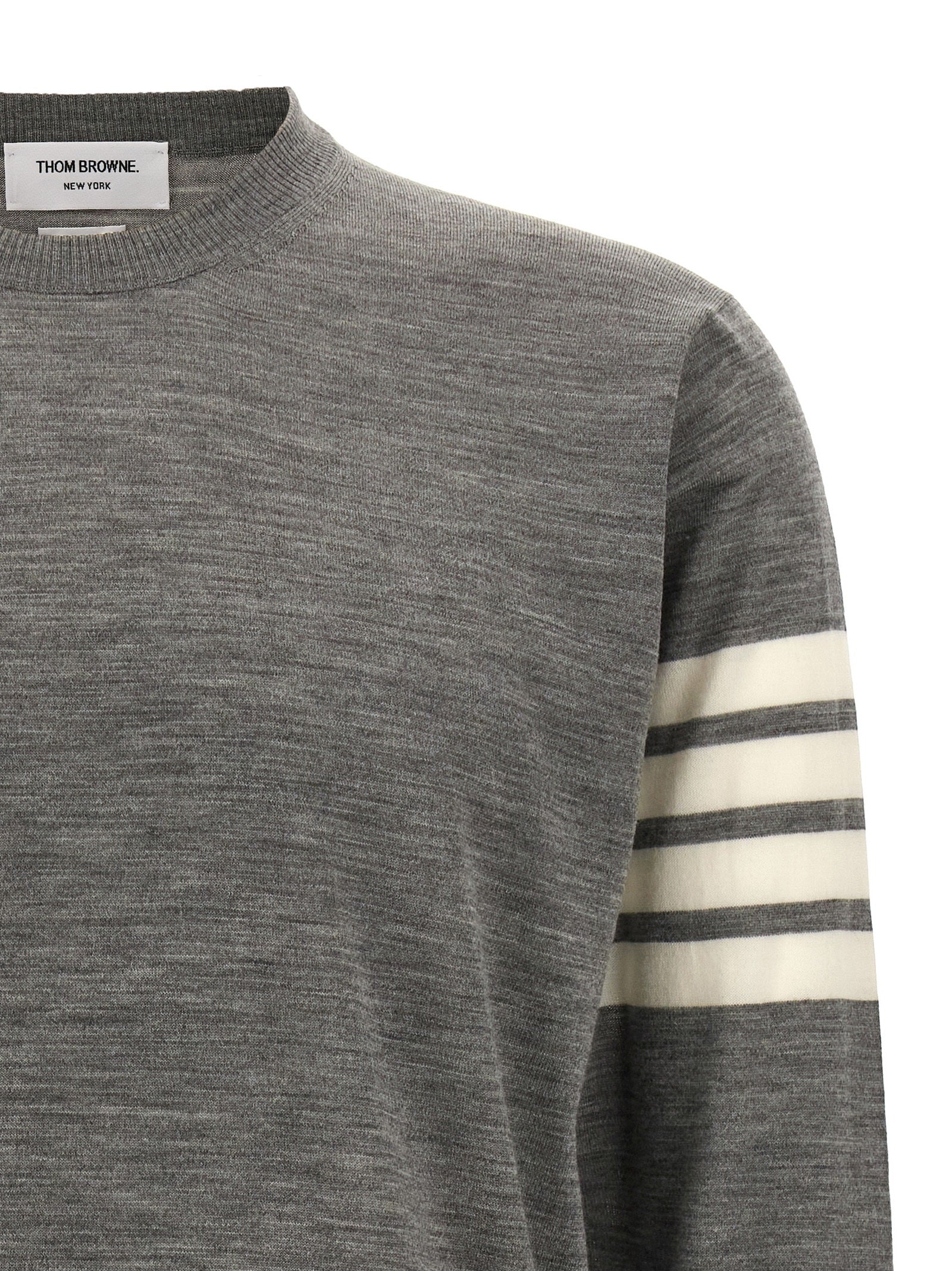 Thom Browne Grauer Cardigan aus reiner Schurwolle