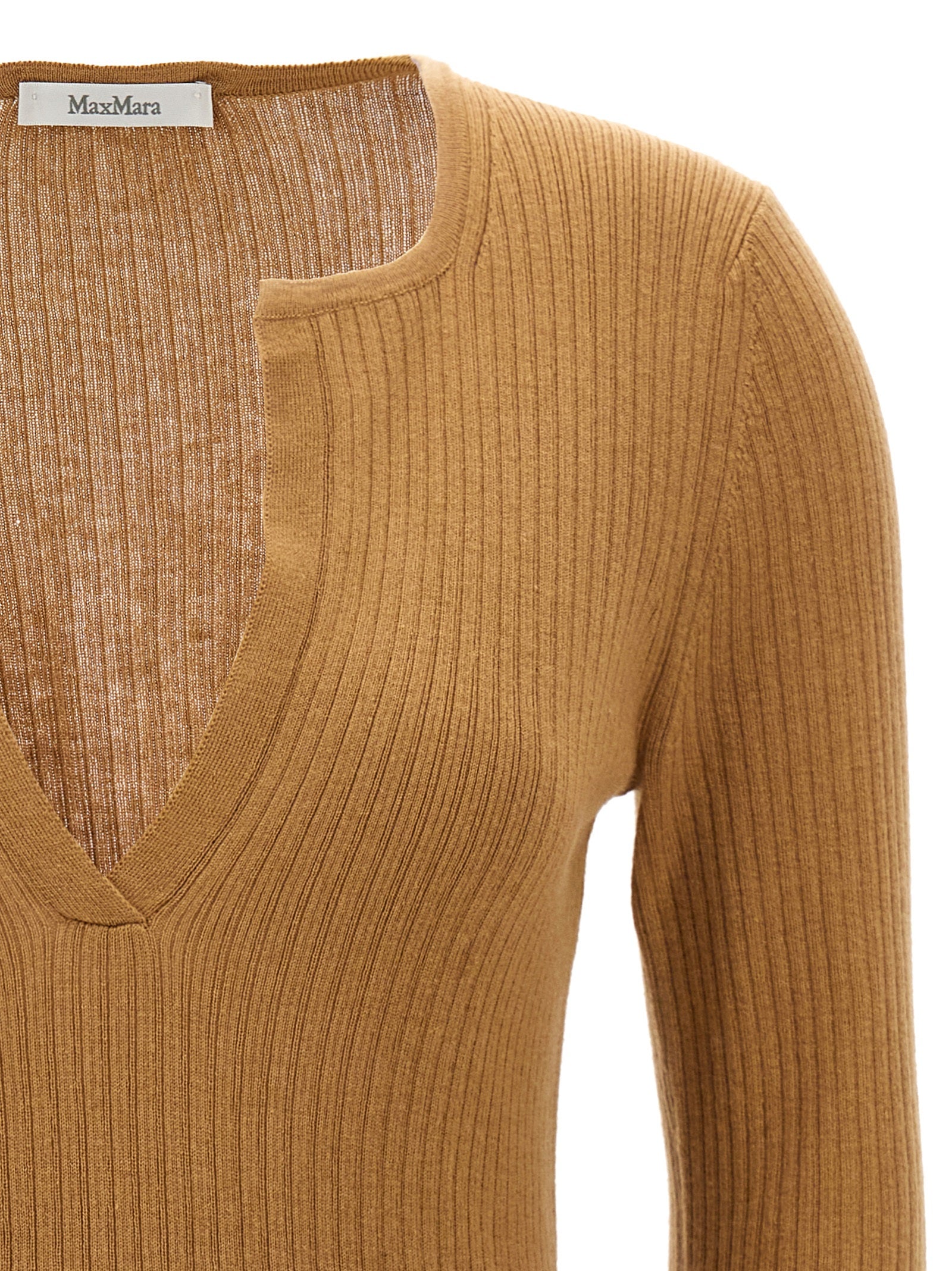 Max Mara Beige Seidenstrickjacke